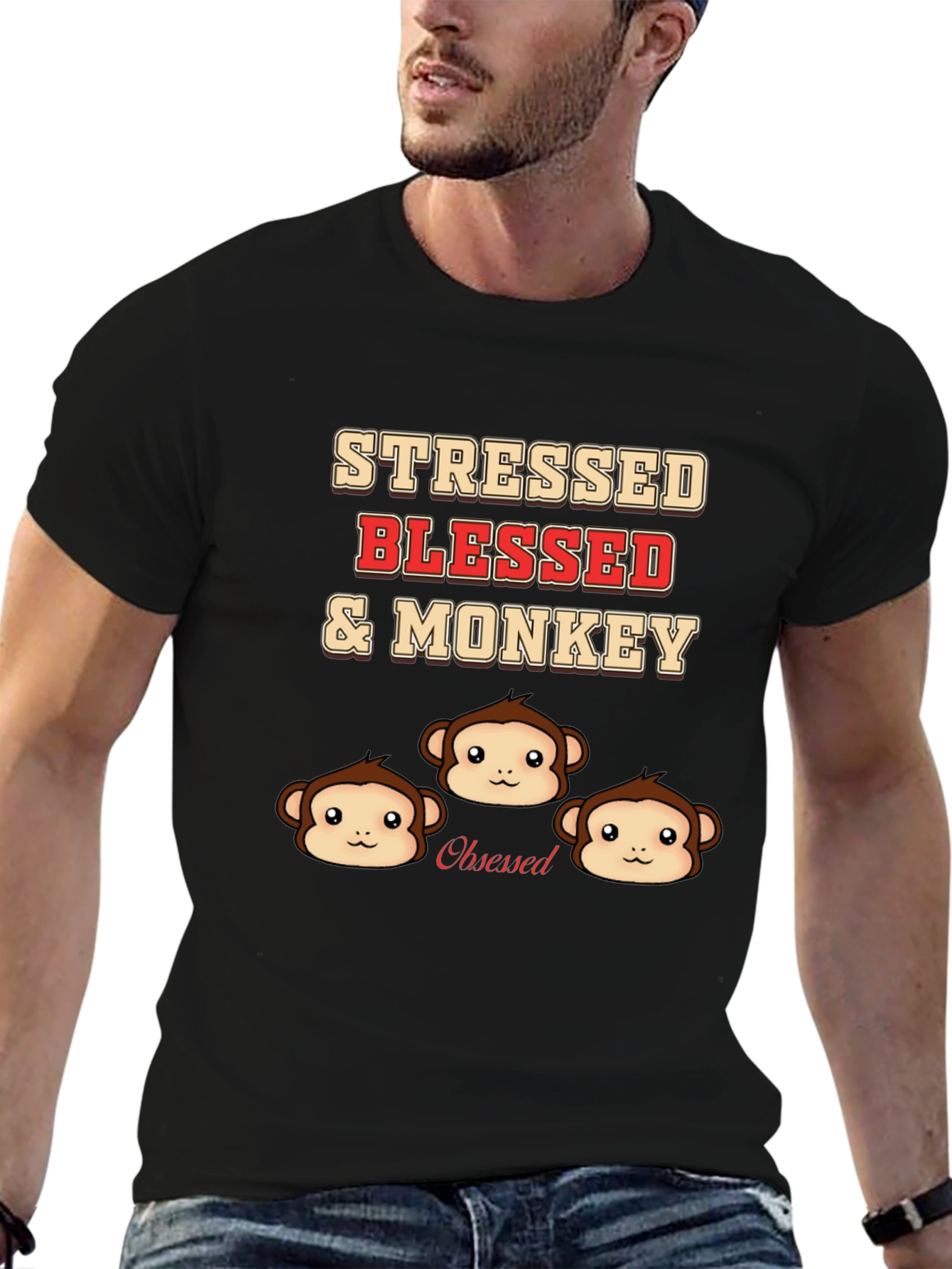 Stressed Blessed & Monkey Obsessed T-Shirt