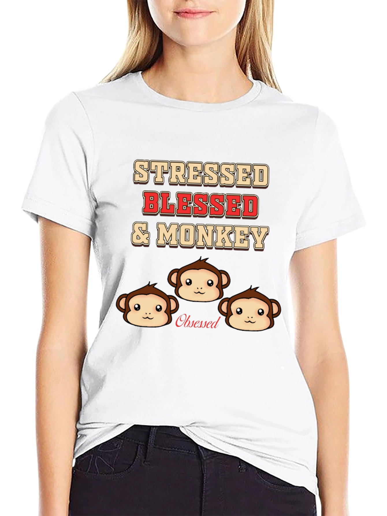 Stressed Blessed & Monkey Obsessed T-Shirt