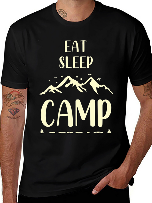 Eat Sleep Camp Repeat Black T-Shirt