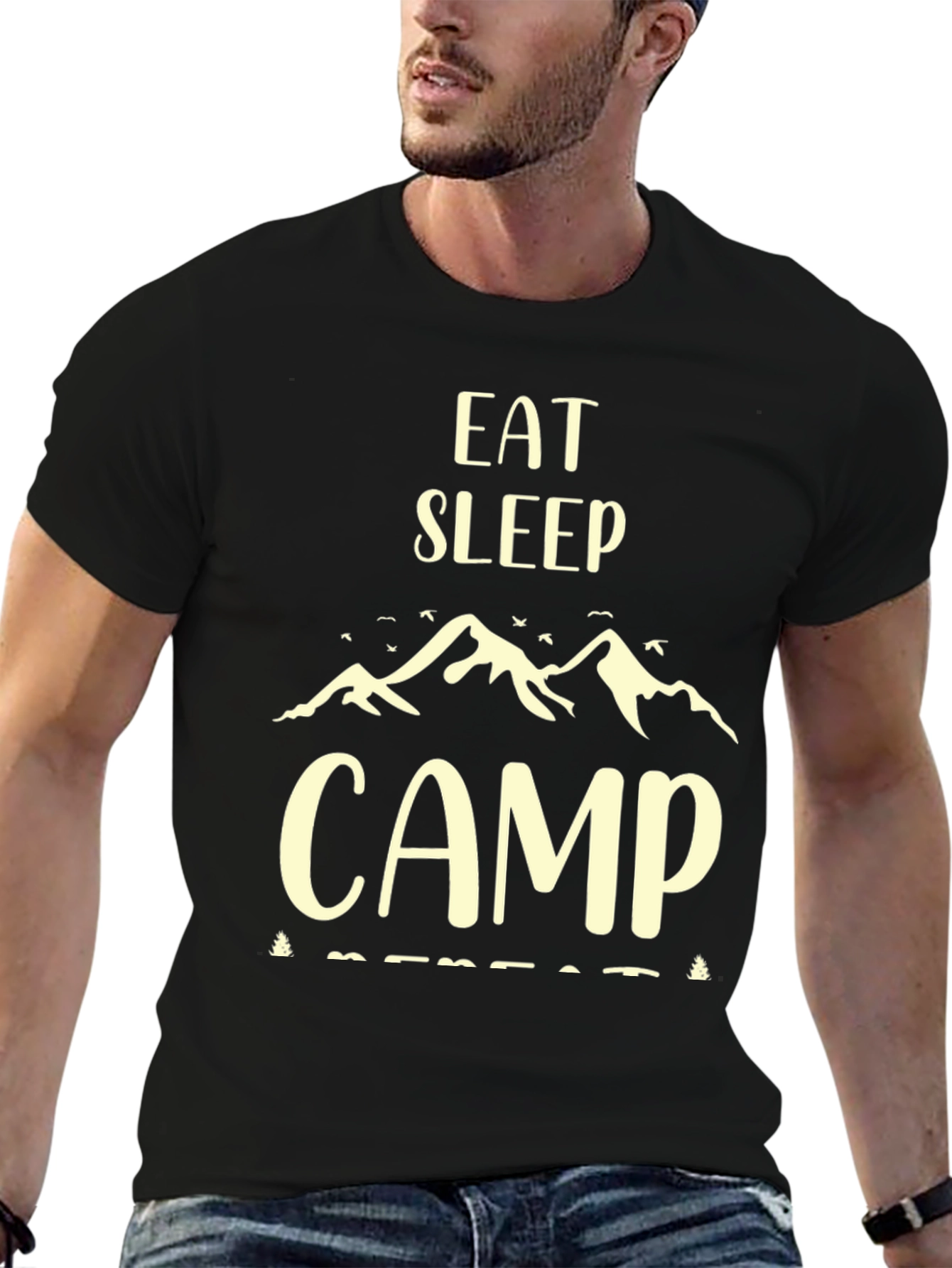 Eat Sleep Camp Repeat Black T-Shirt