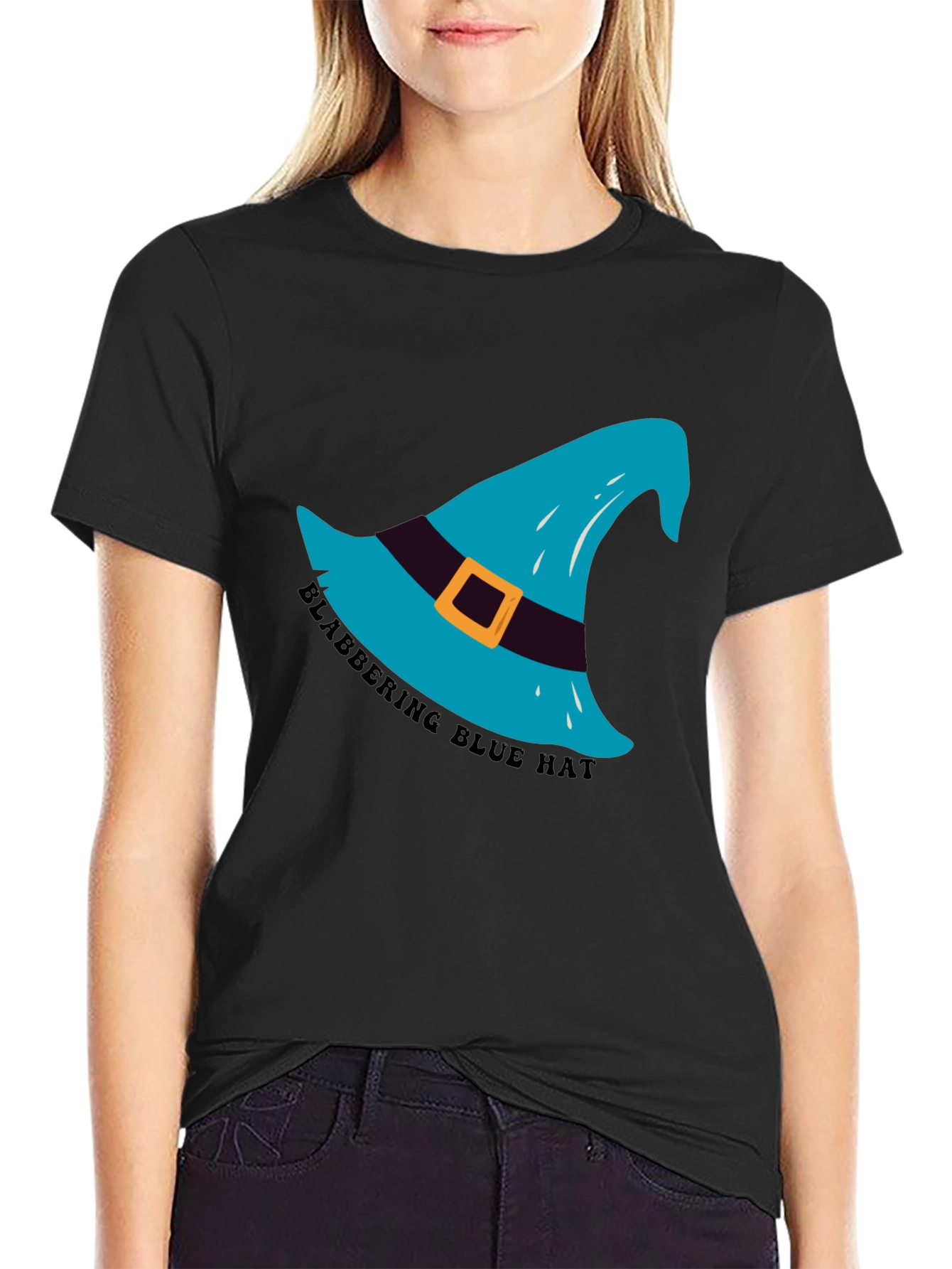 Blabbering Blue Hat Graphic Tee - Black