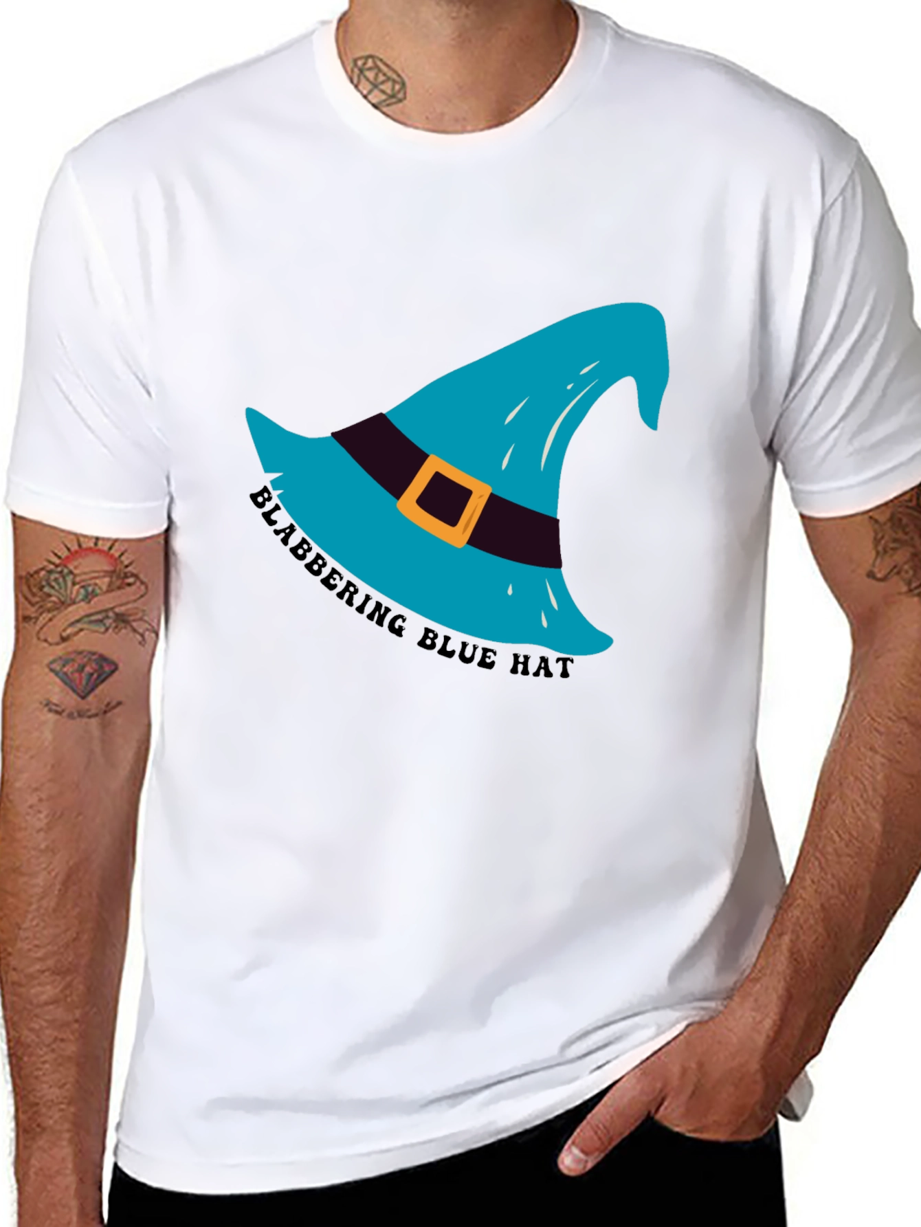 Blabbering Blue Hat Graphic Tee - Black