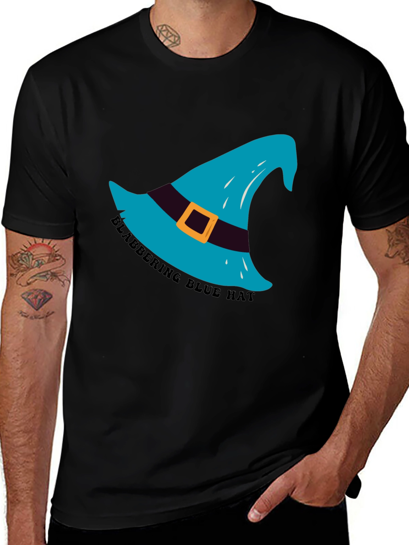 Blabbering Blue Hat Graphic Tee - Black