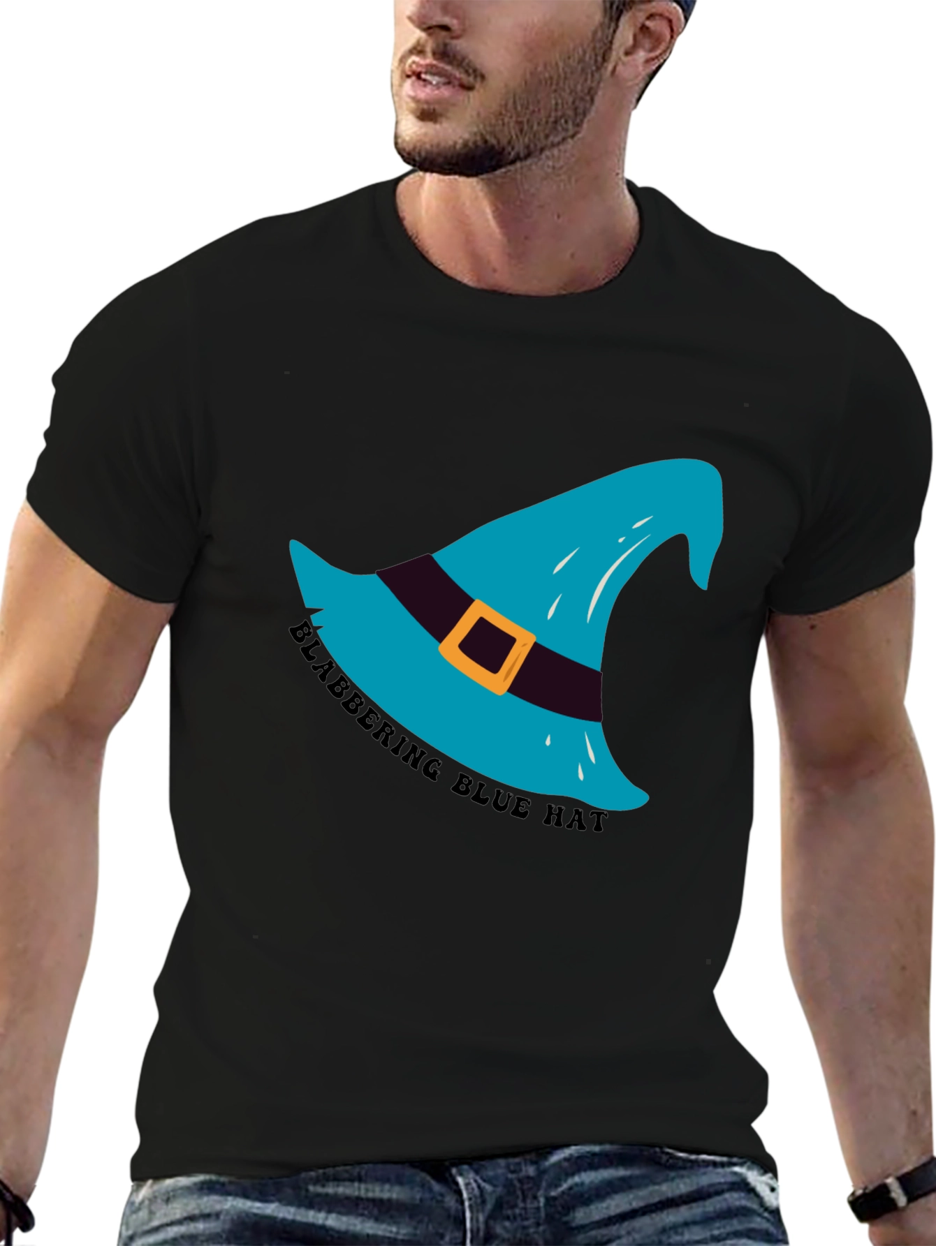 Blabbering Blue Hat Graphic Tee - Black