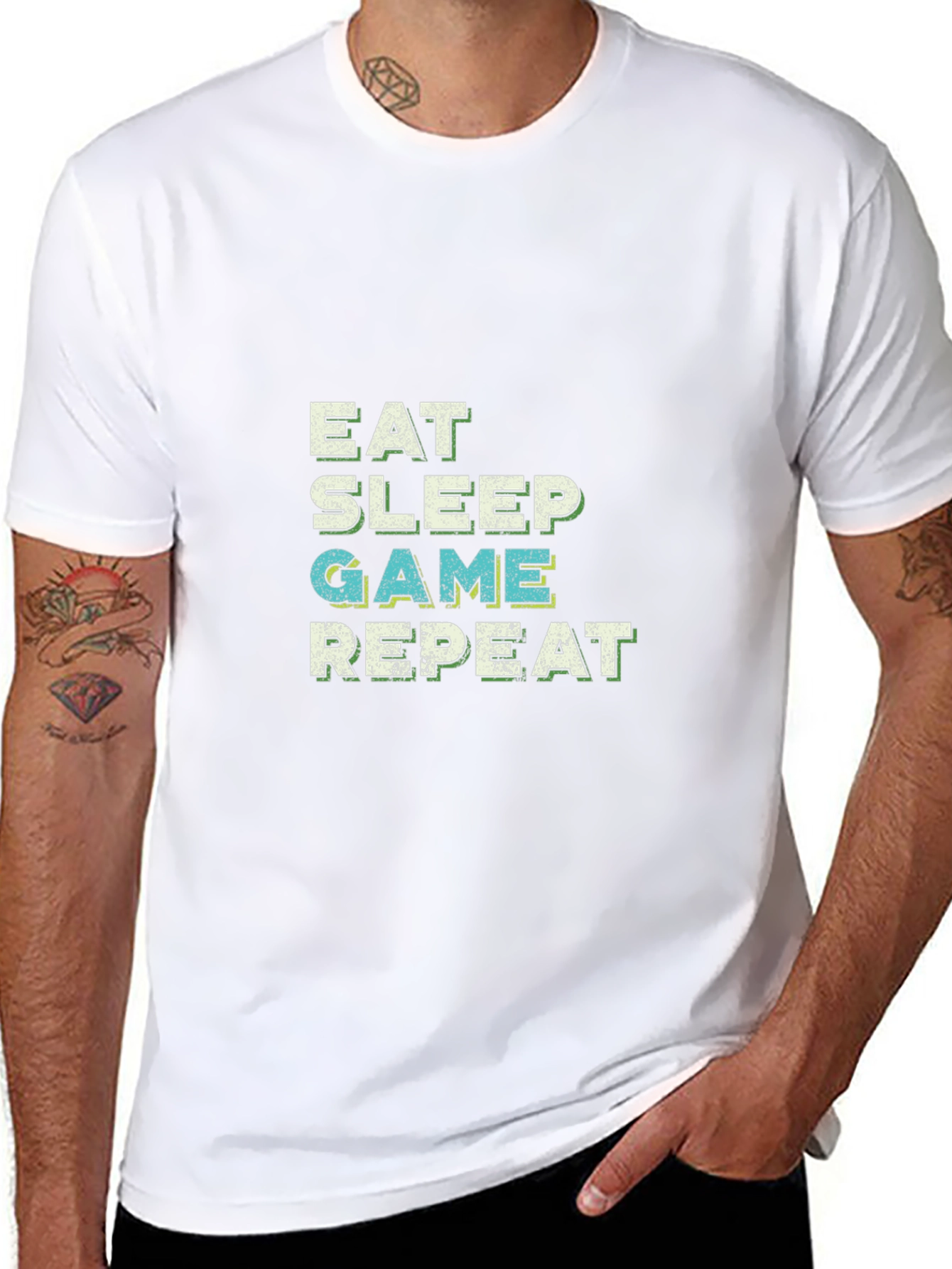Eat Sleep Game Repeat Black T-Shirt
