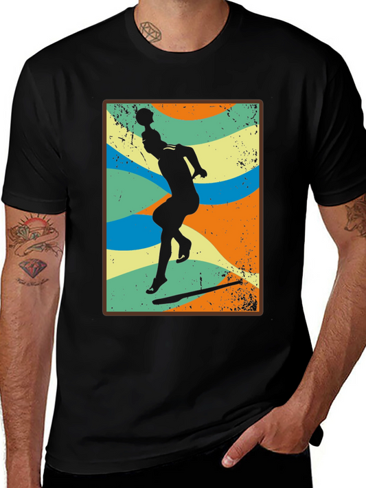 Retro Volleyball Player Black T-Shirt