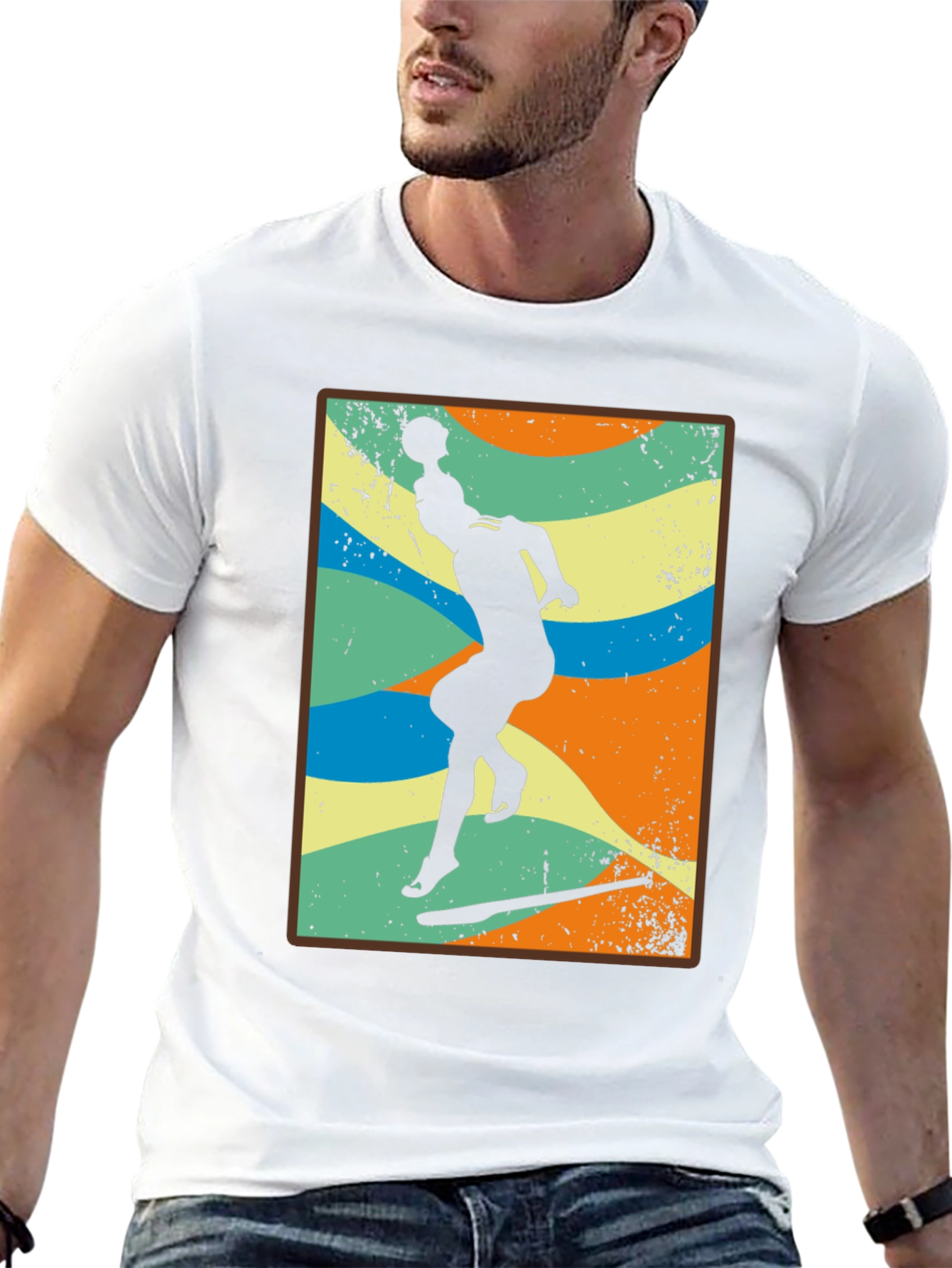 Retro Volleyball Player Black T-Shirt