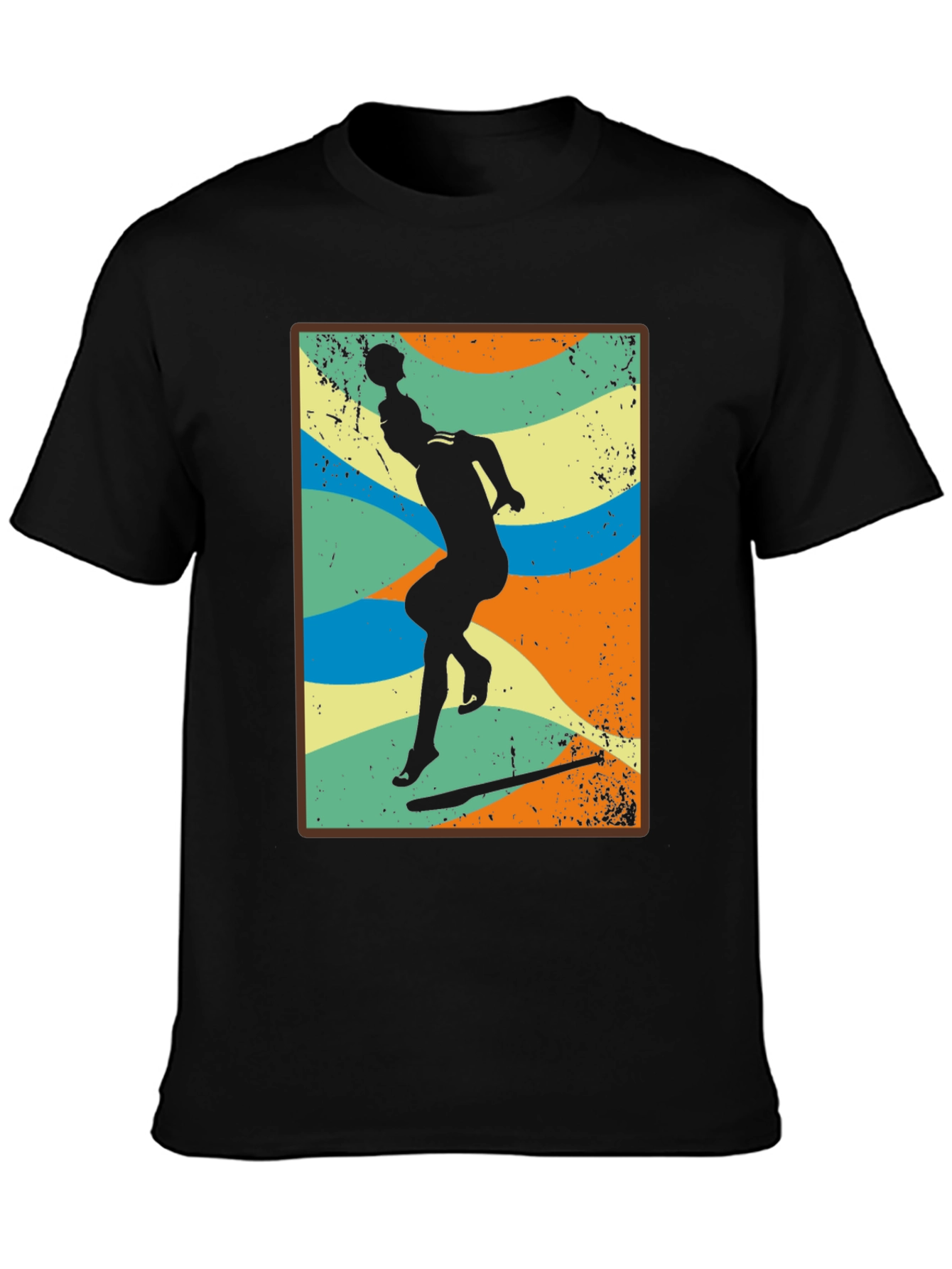 Retro Volleyball Player Black T-Shirt