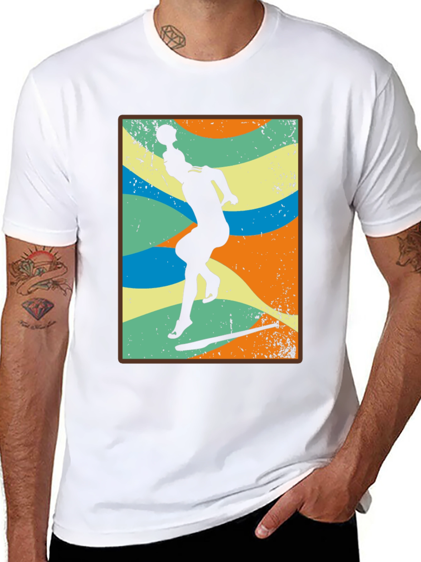 Retro Volleyball Player Black T-Shirt