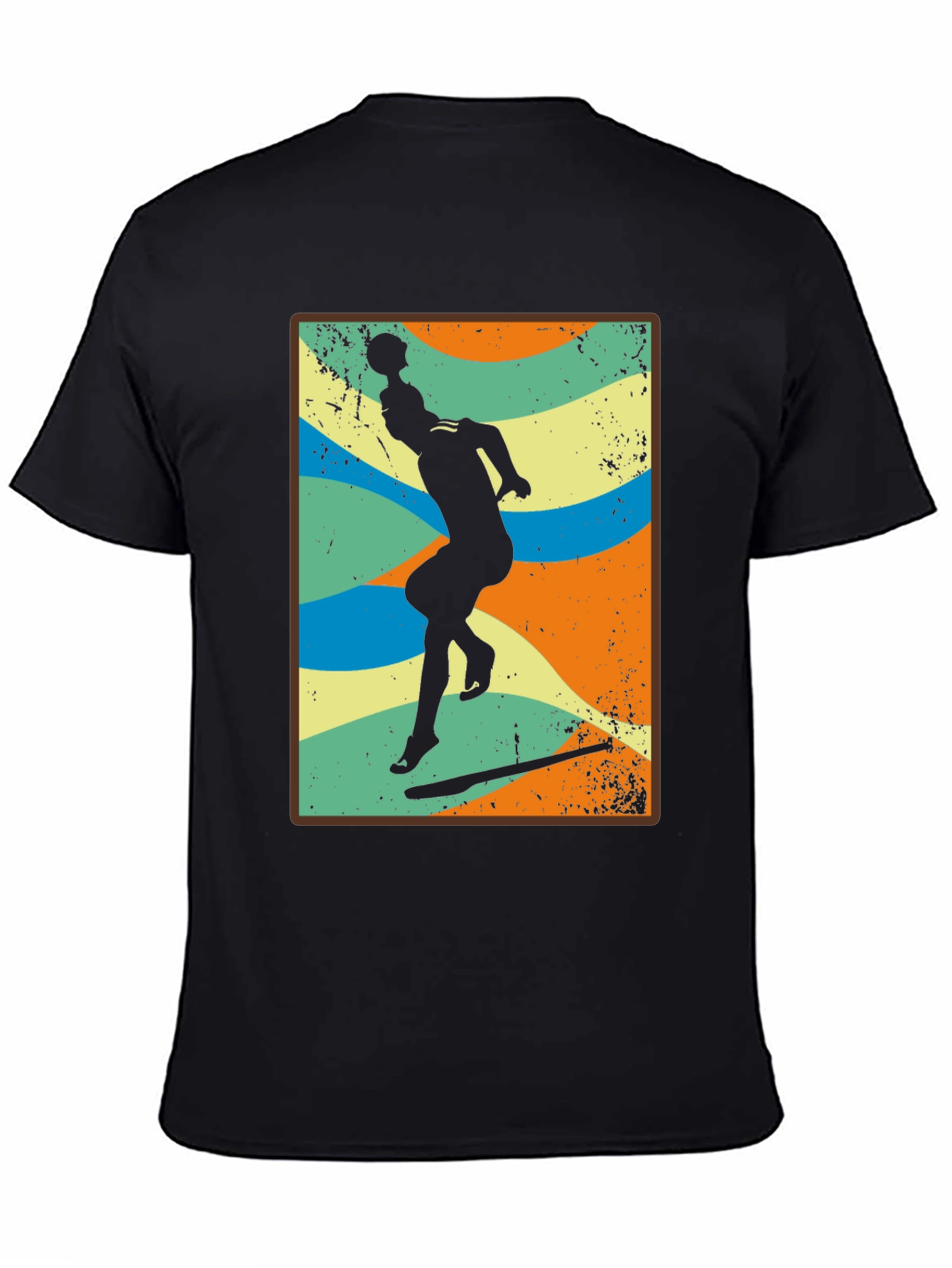 Retro Volleyball Player Black T-Shirt
