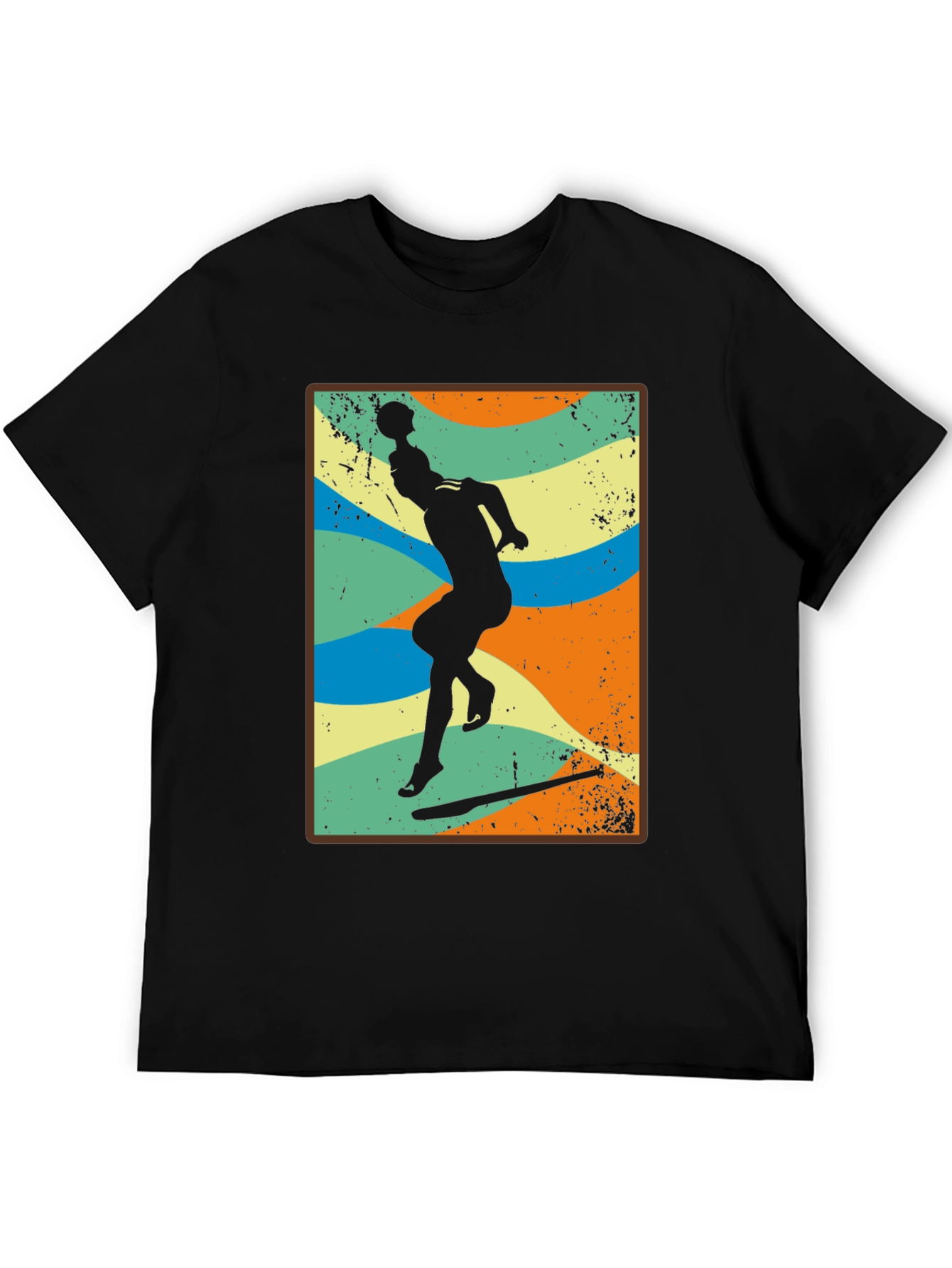 Retro Volleyball Player Black T-Shirt