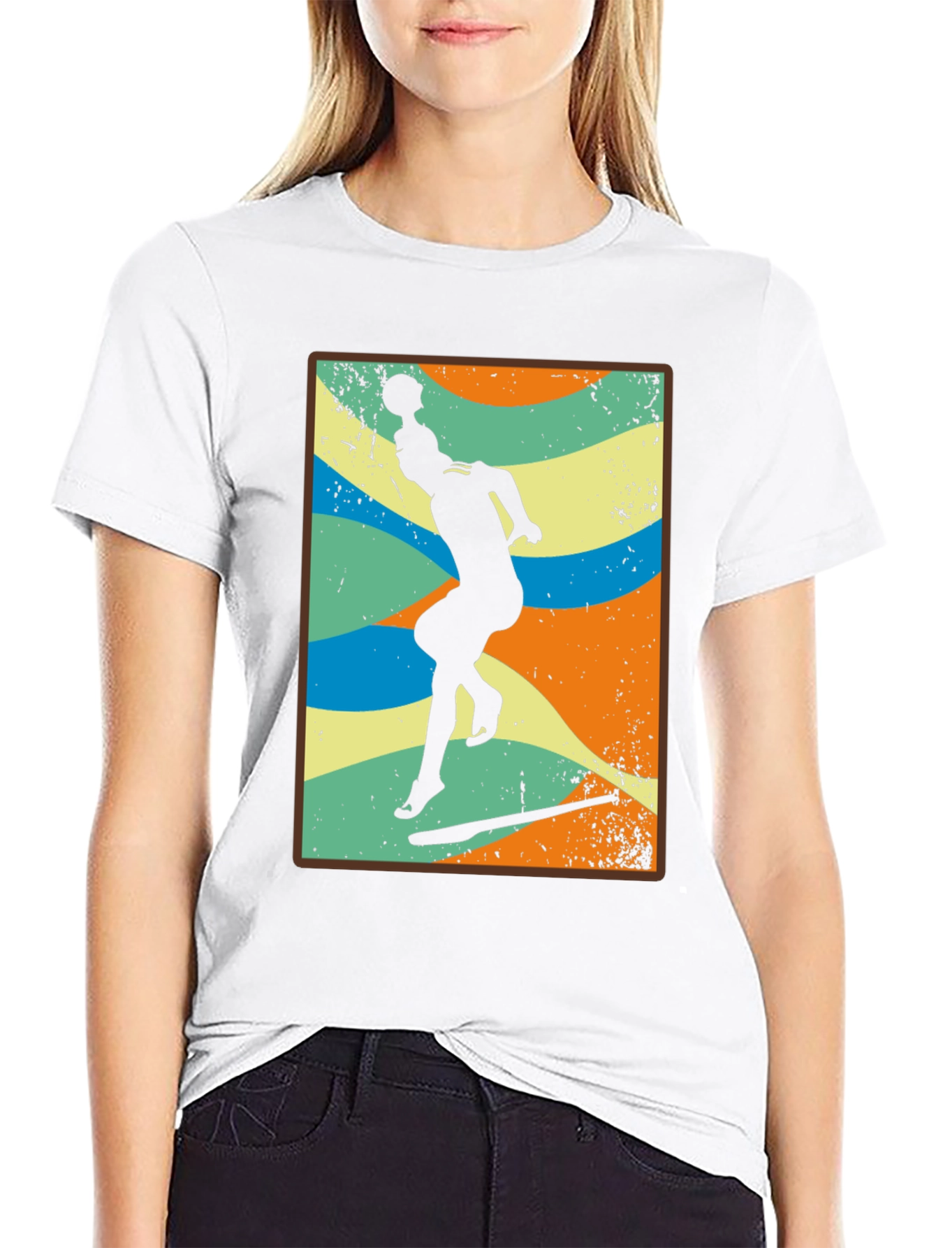 Retro Volleyball Player Black T-Shirt