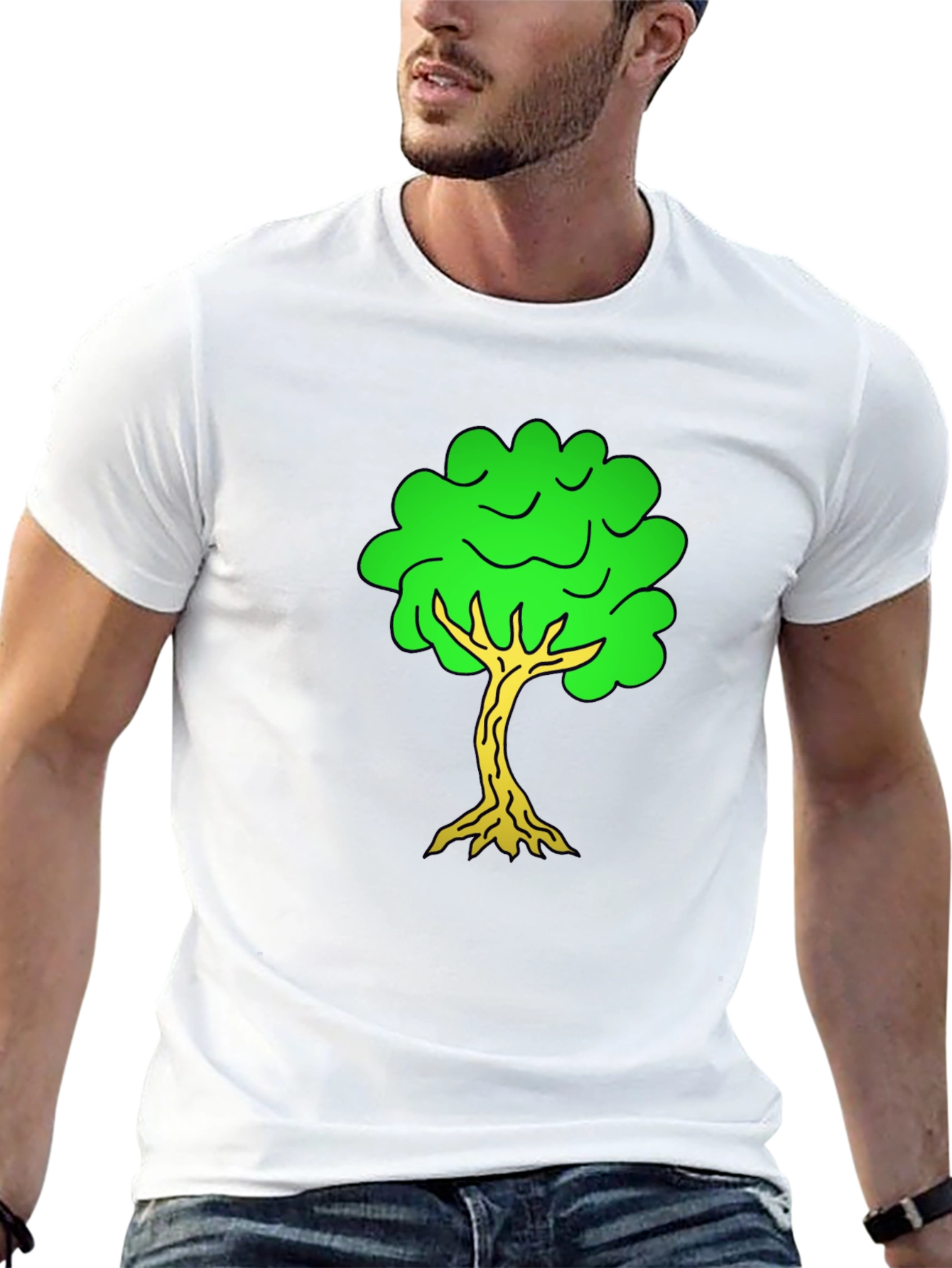 Cartoon Tree Black T-Shirt