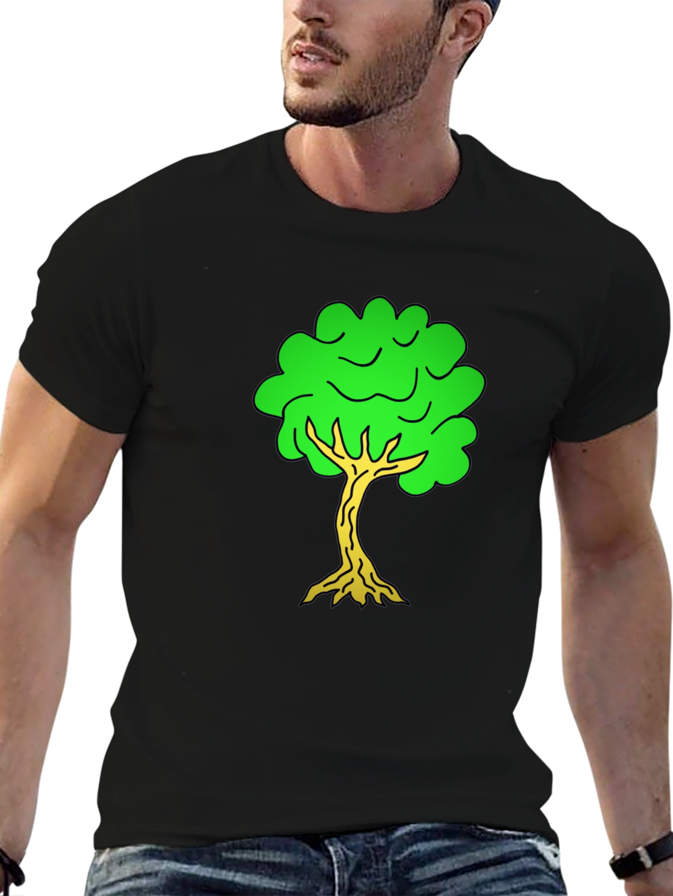 Cartoon Tree Black T-Shirt