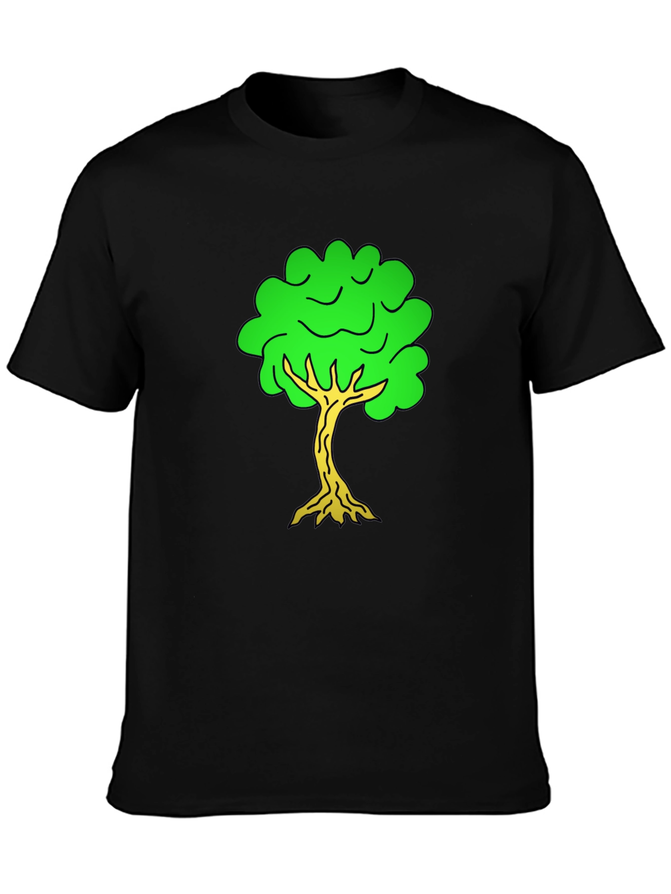Cartoon Tree Black T-Shirt