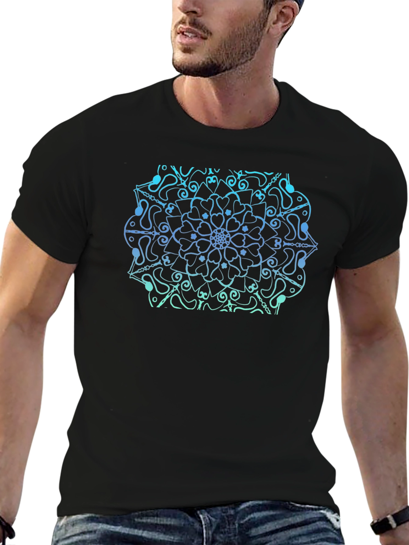 Mandala Design Black T-Shirt