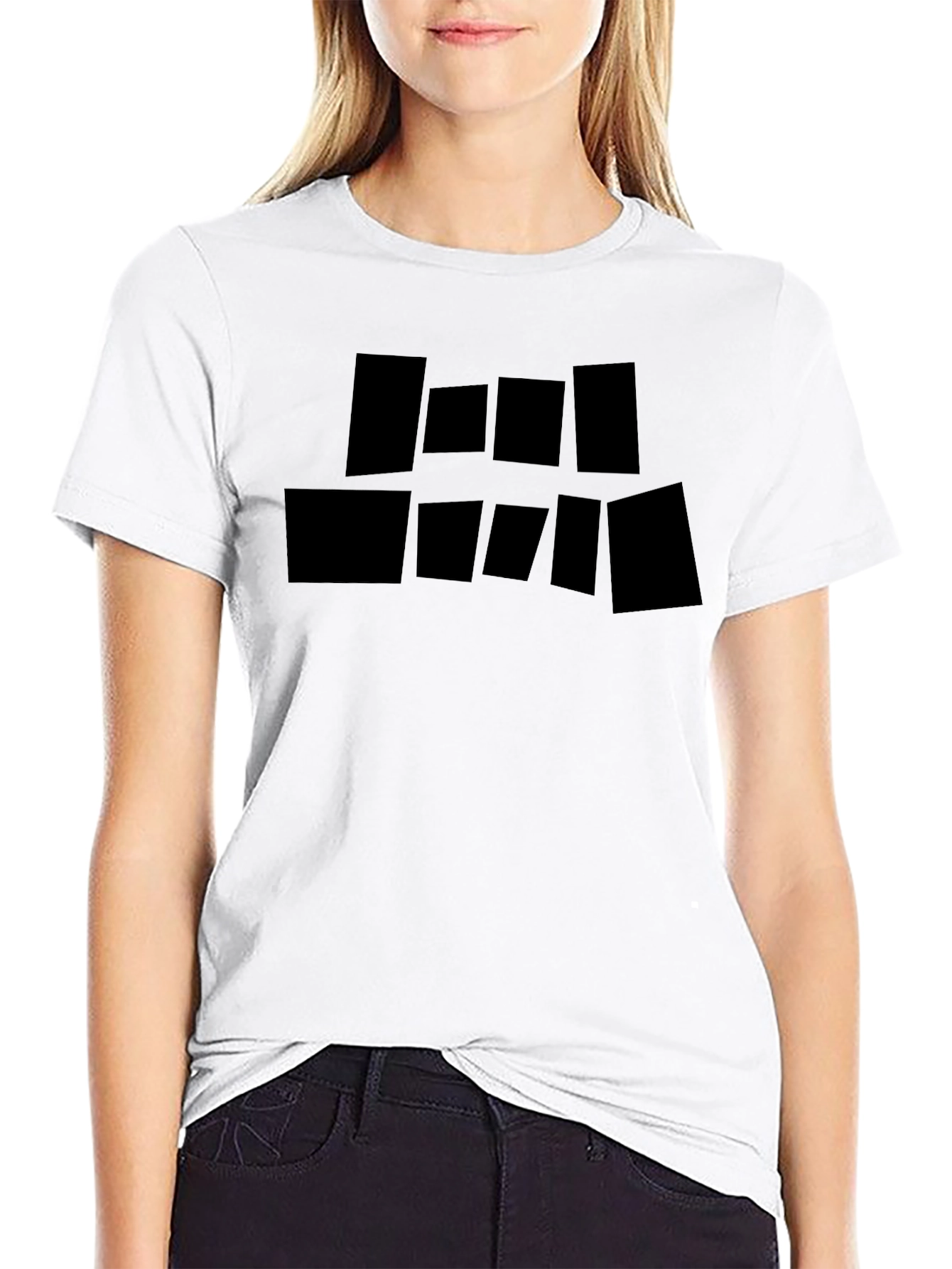 Geometric Block Print Black T-Shirt