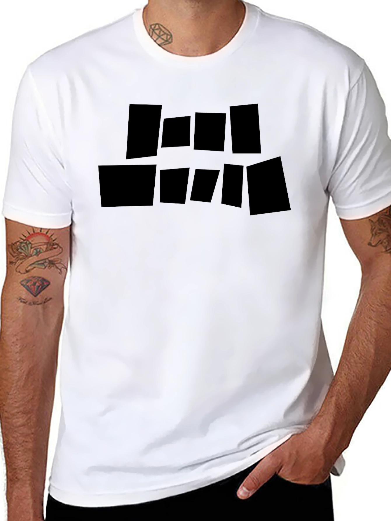 Geometric Block Print Black T-Shirt