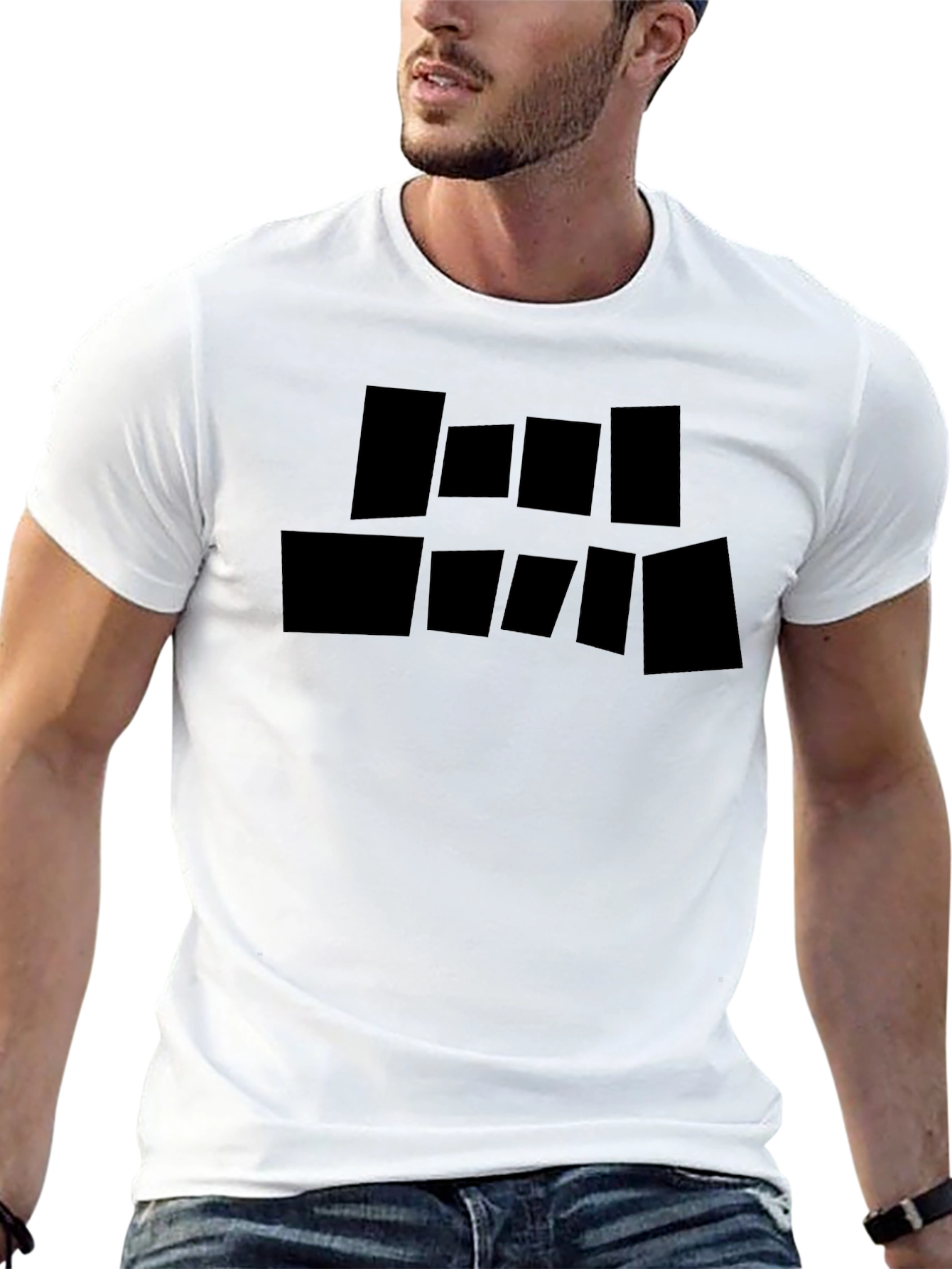 Geometric Block Print Black T-Shirt