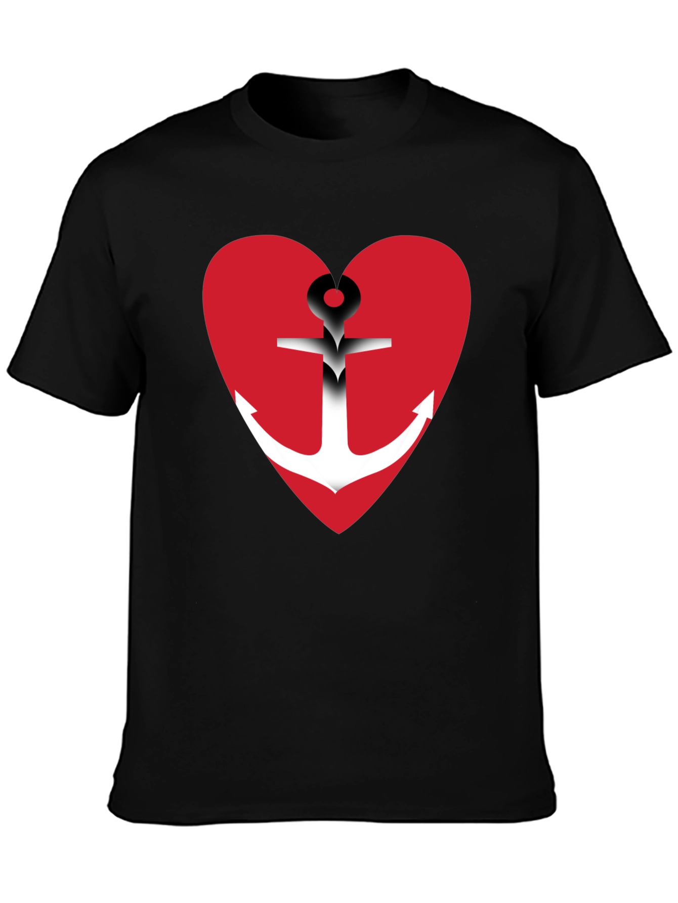 Anchor Heart Graphic T-Shirt - Black Cotton Blend