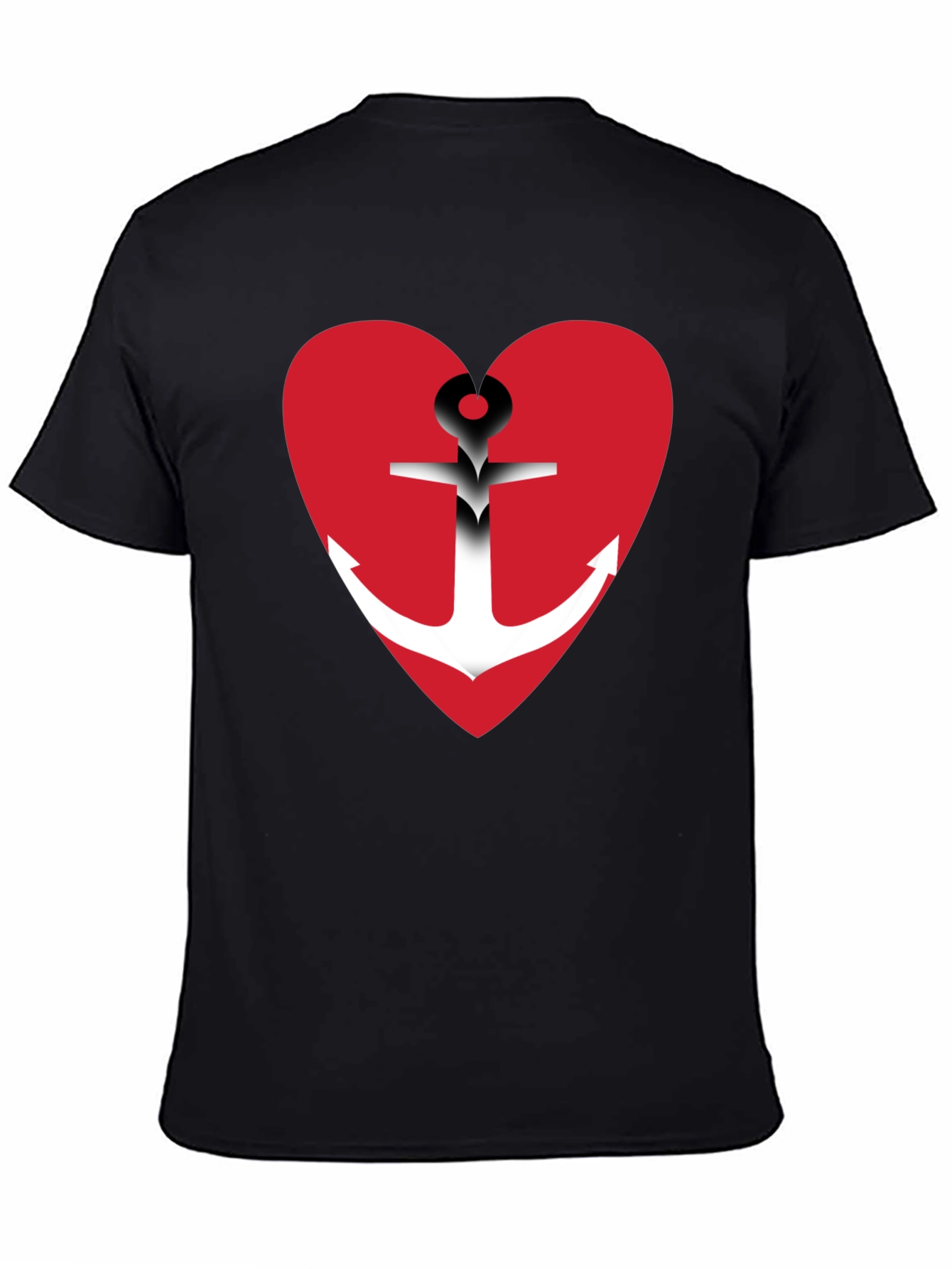 Anchor Heart Graphic T-Shirt - Black Cotton Blend