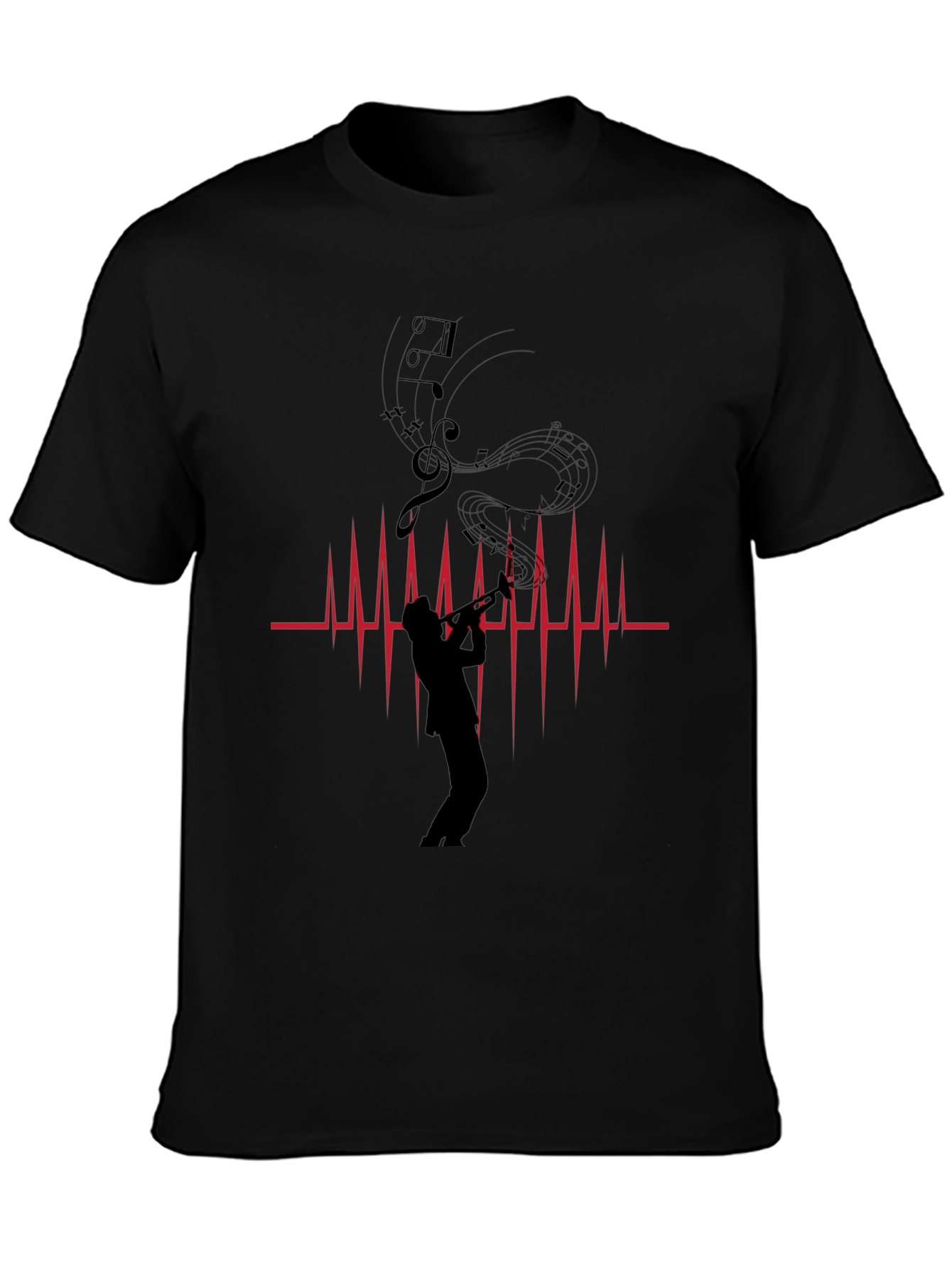Musician Heartbeat Graphic Tee - Black
