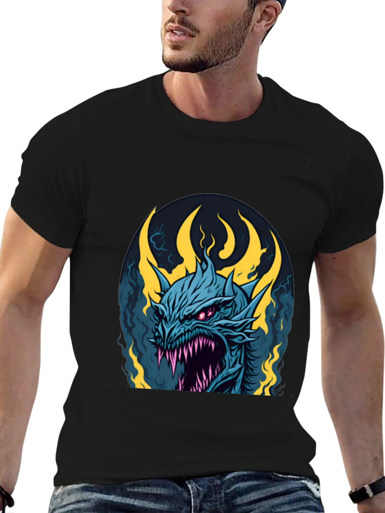 Mens Black Dragon Graphic Tee