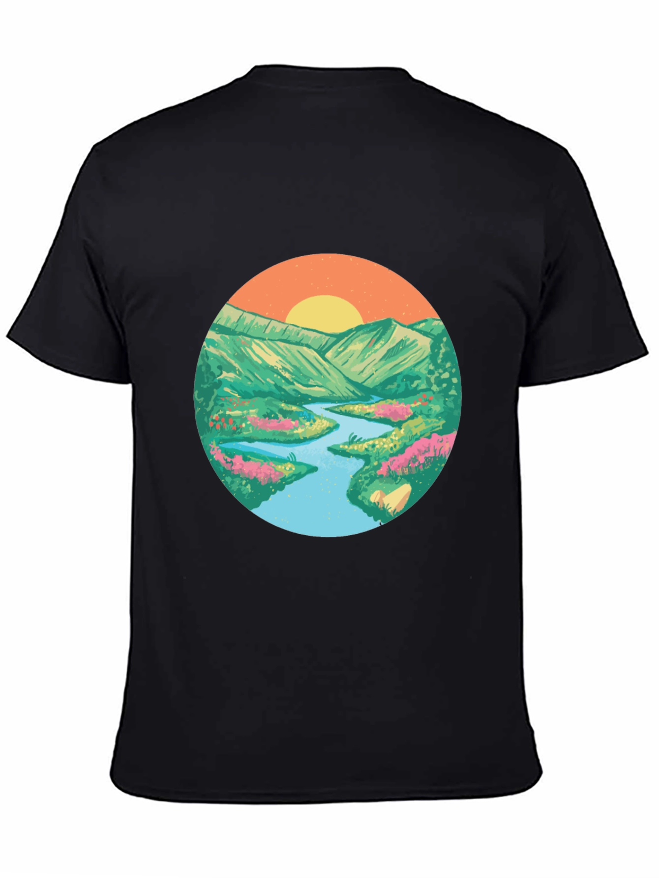 Nature Scene Graphic Tee - Black