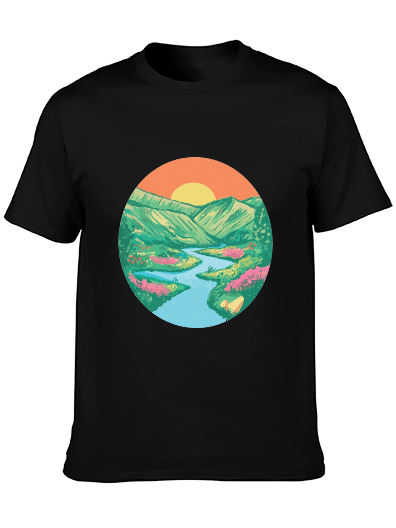Nature Scene Graphic Tee - Black