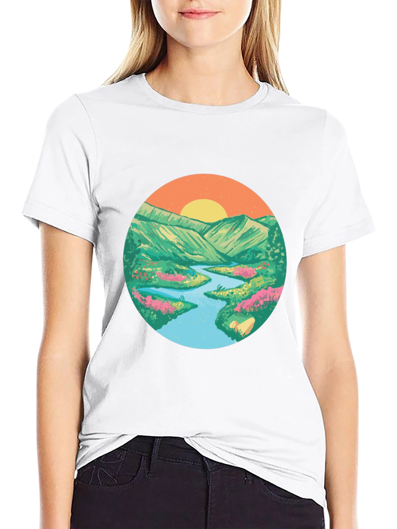 Nature Scene Graphic Tee - Black