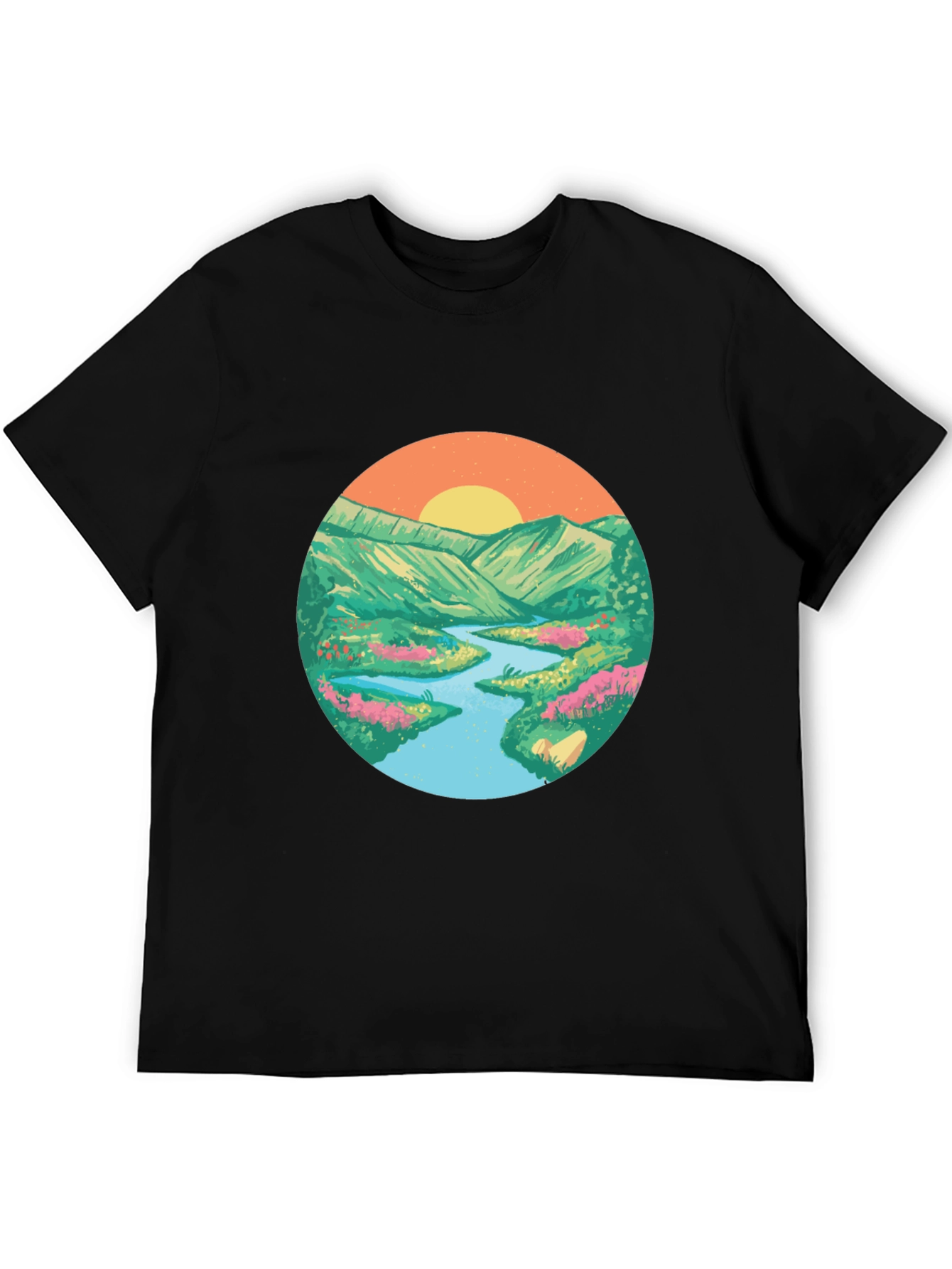 Nature Scene Graphic Tee - Black