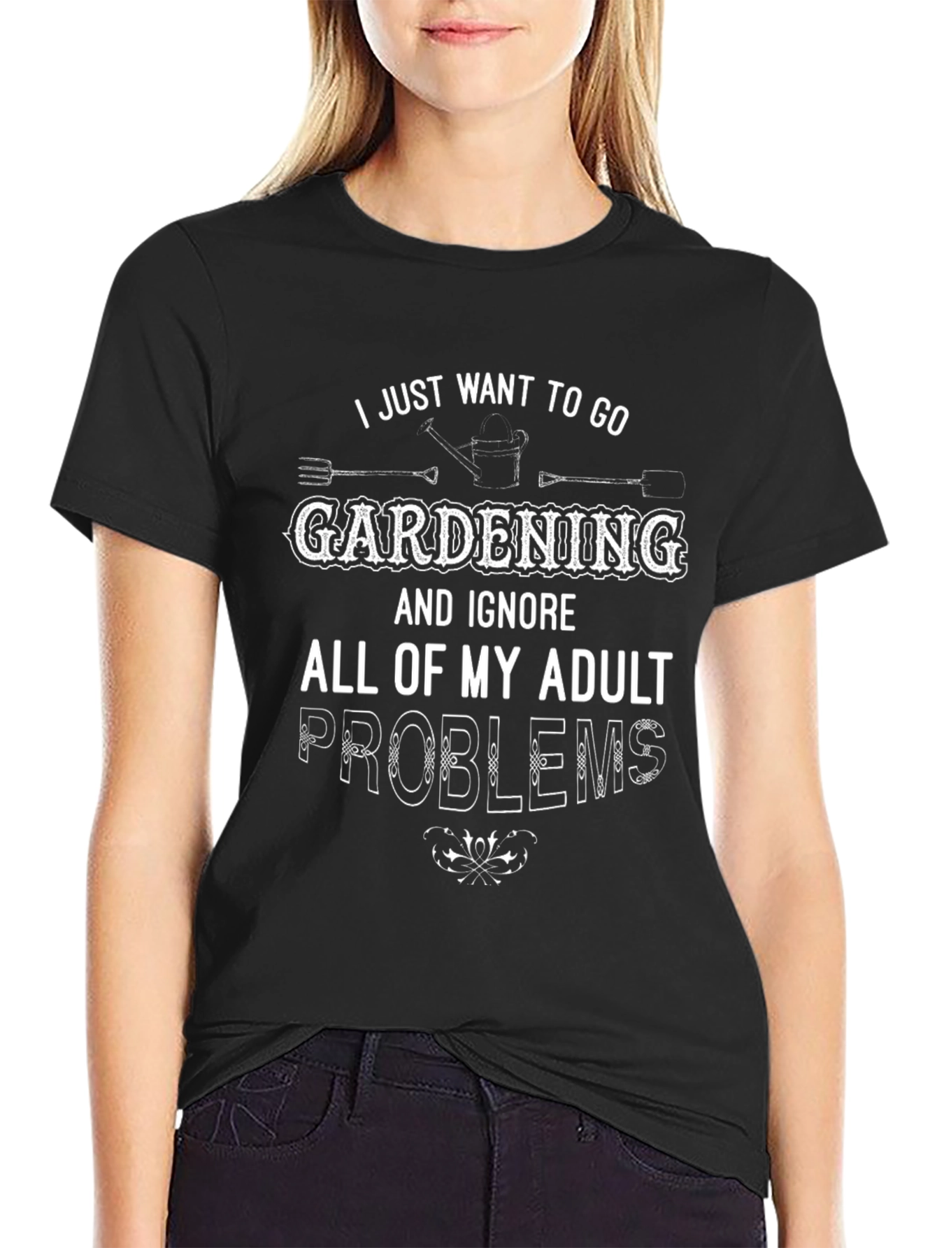 Gardening Adult Problems Graphic Tee - Black