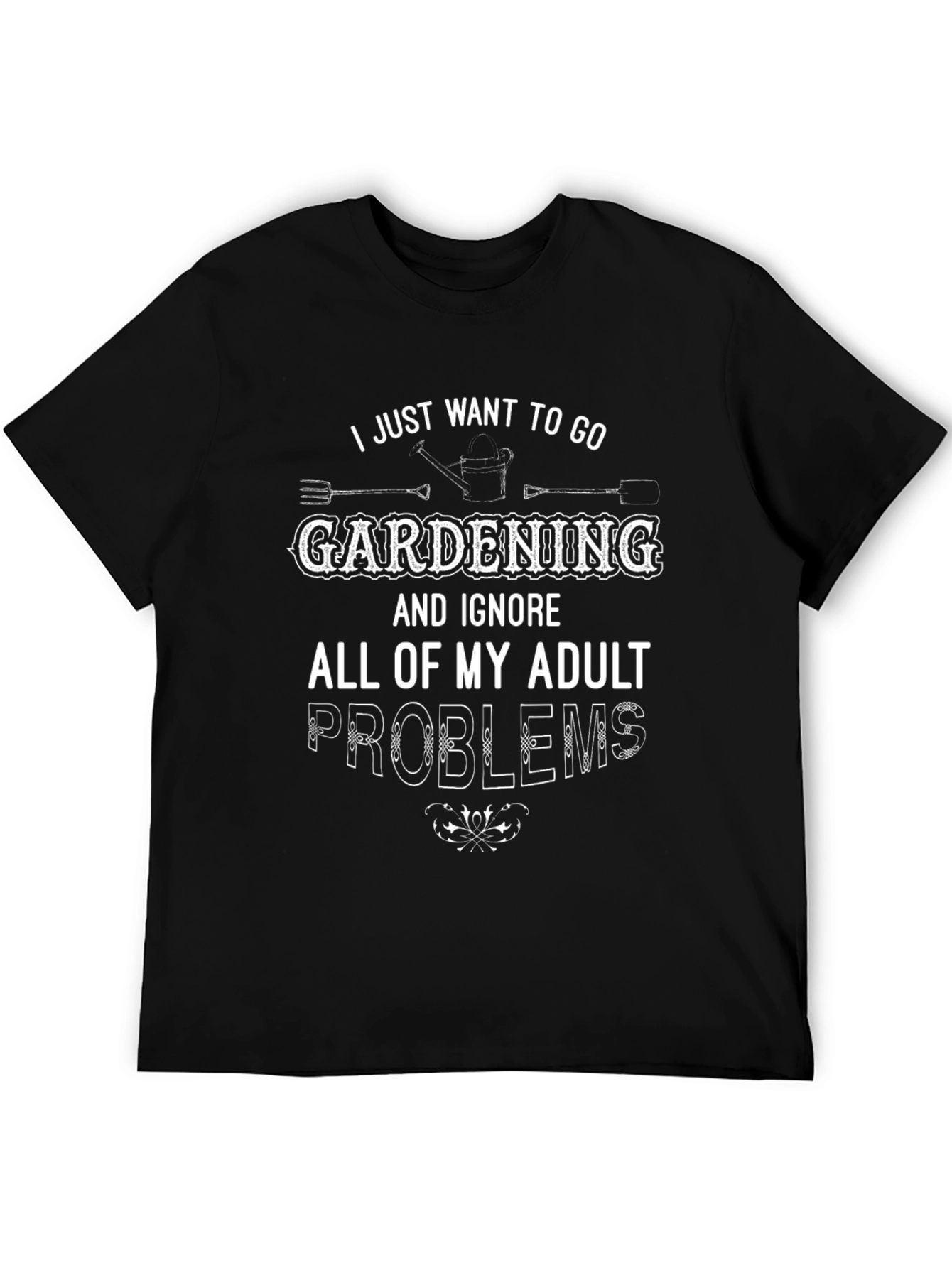 Gardening Adult Problems Graphic Tee - Black