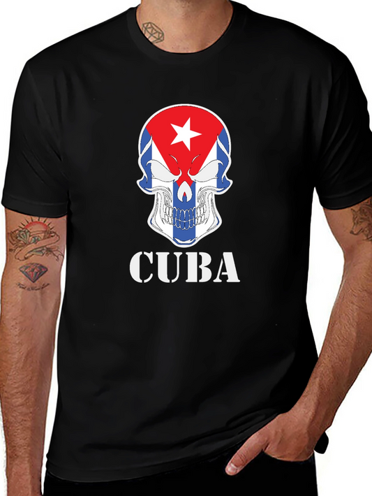 Cuba Skull Graphic T-Shirt - Patriotic Pride