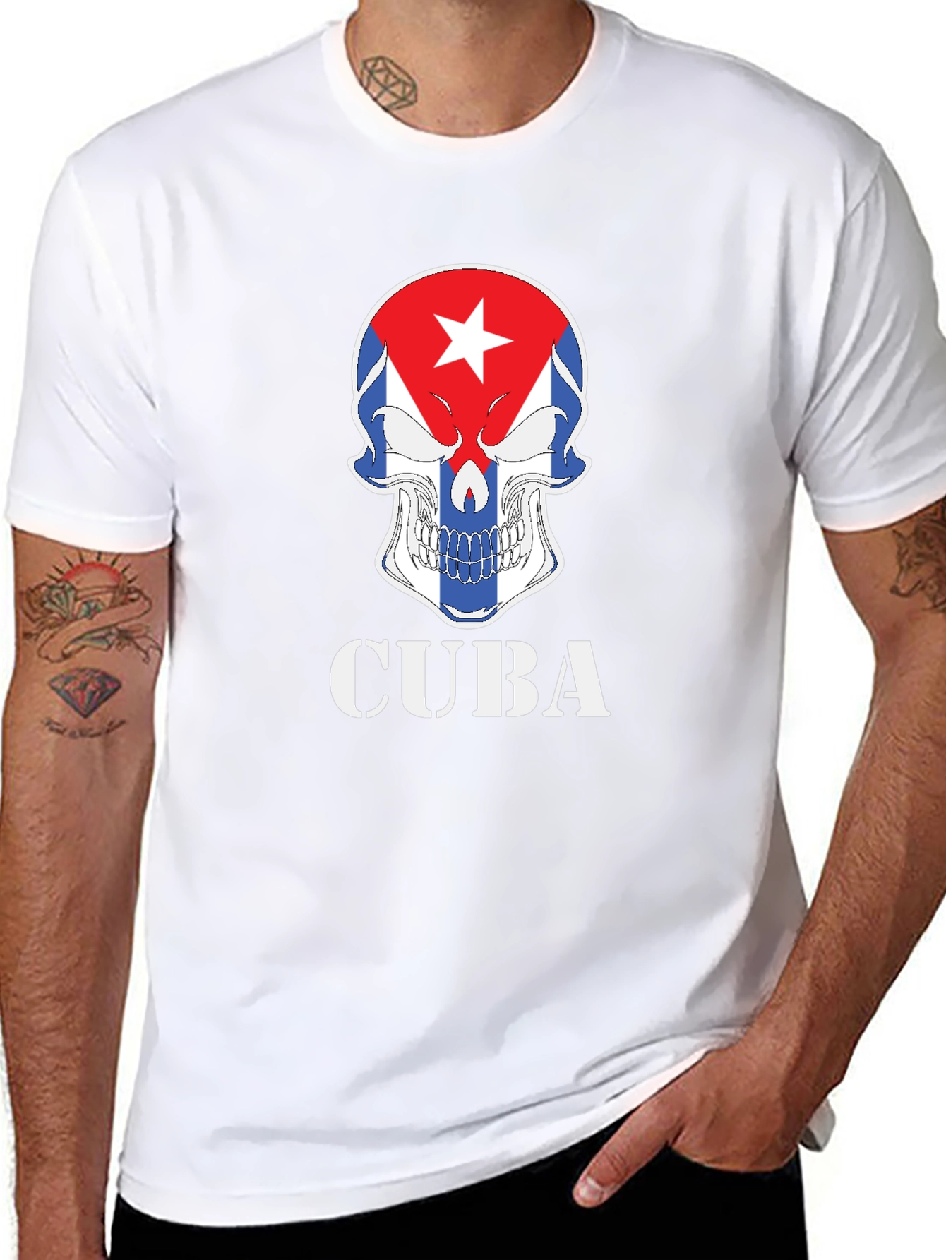 Cuba Skull Graphic T-Shirt - Patriotic Pride