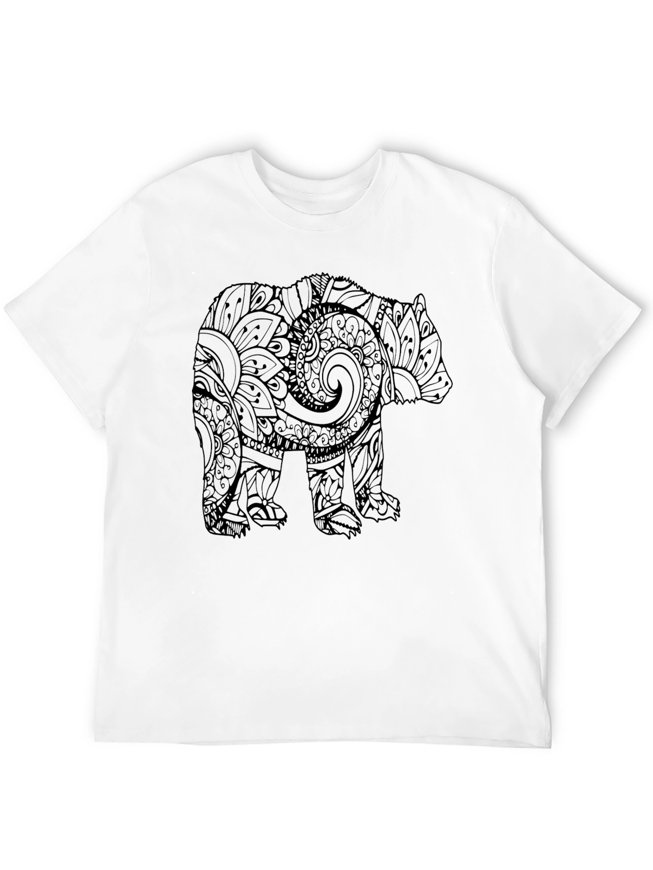 Bear Mandala Graphic Black T-Shirt