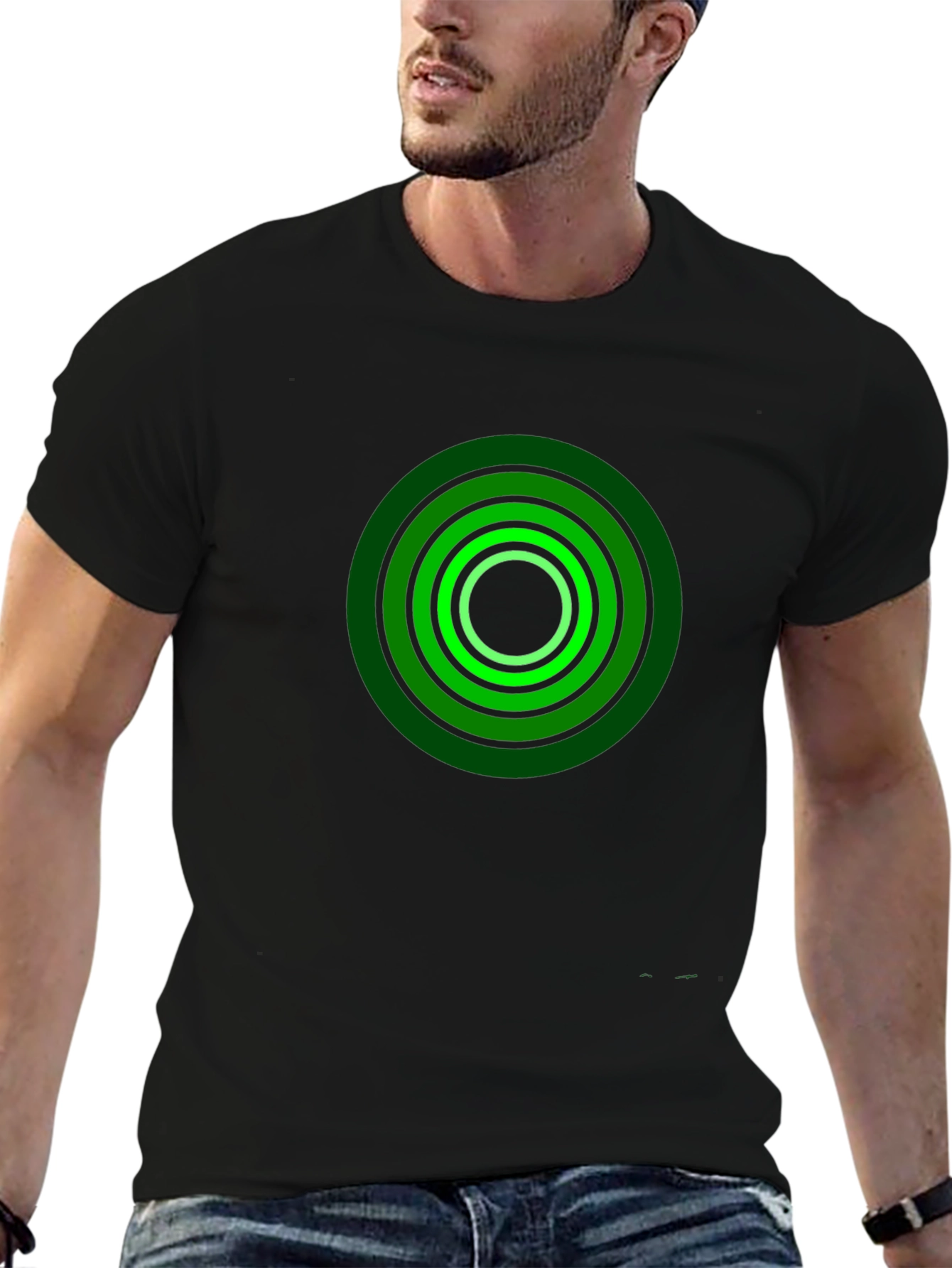 Black T-Shirt with Green Target Design