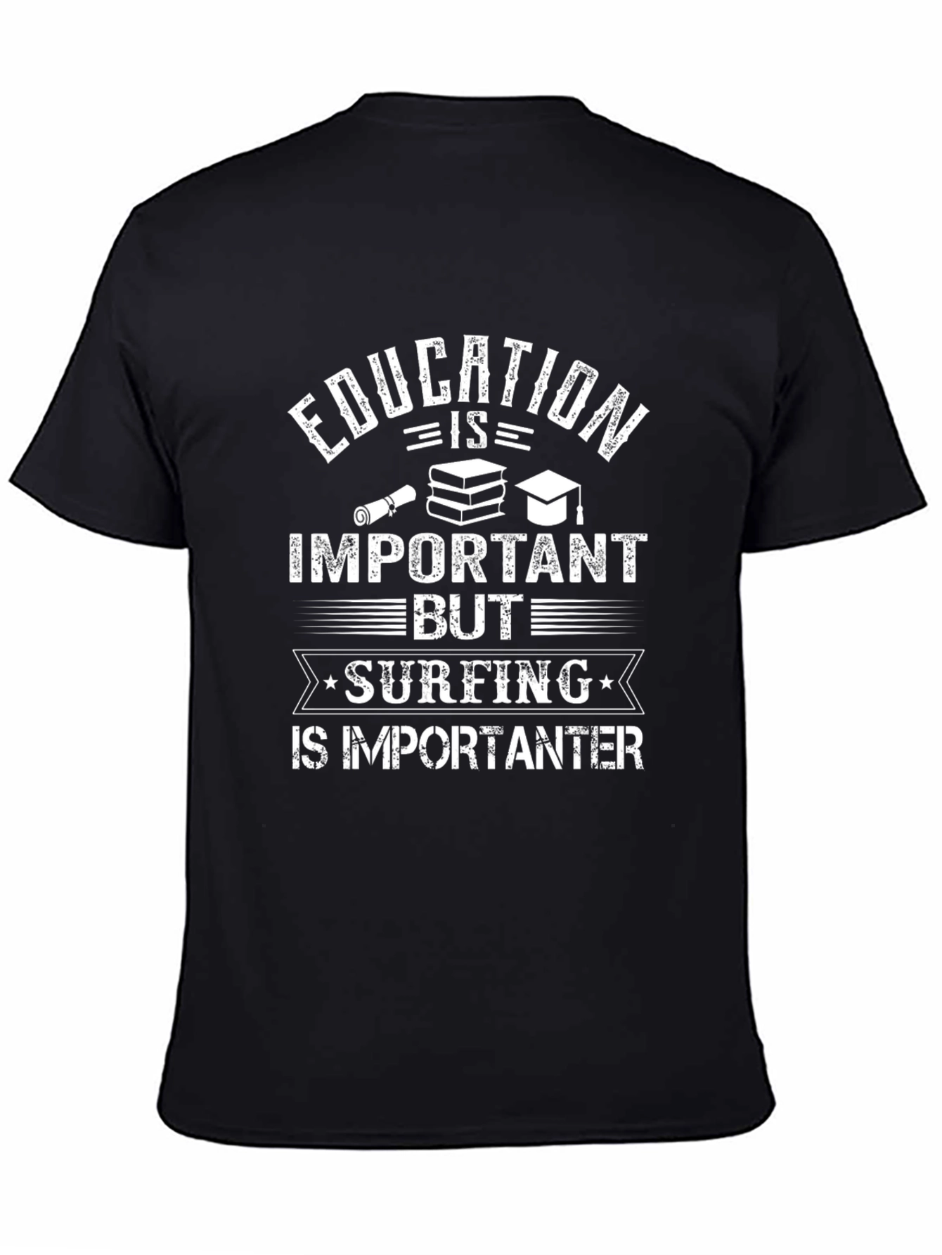 Education vs Surfing Graphic T-Shirt