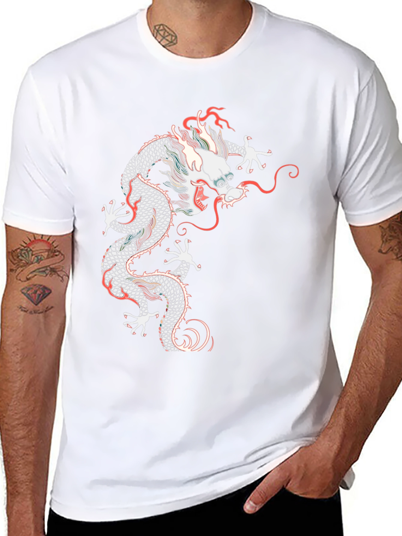 Dragon Graphic T-Shirt - Black Crew Neck
