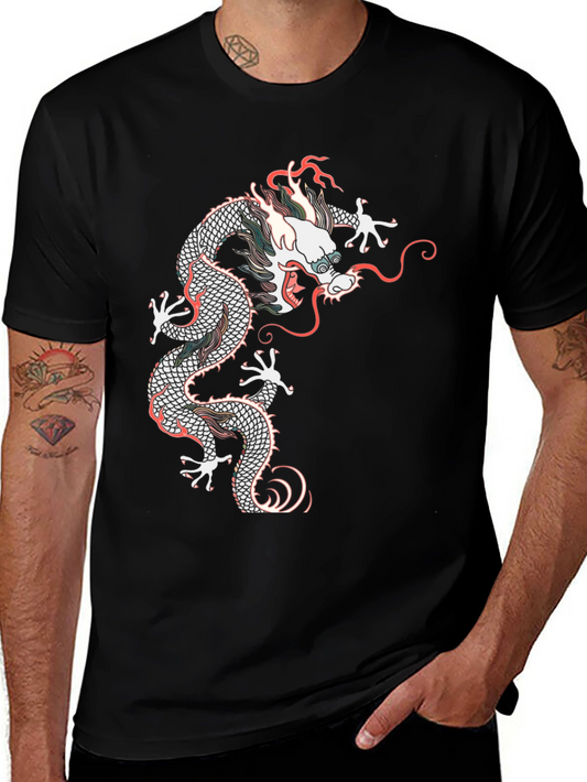 Dragon Graphic T-Shirt - Black Crew Neck