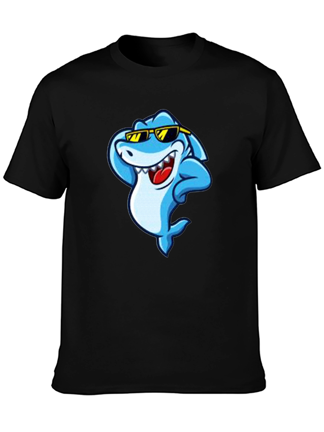 Cool Shark Graphic Tee - Black Cotton T-Shirt