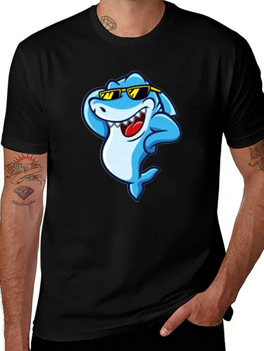 Cool Shark Graphic Tee - Black Cotton T-Shirt