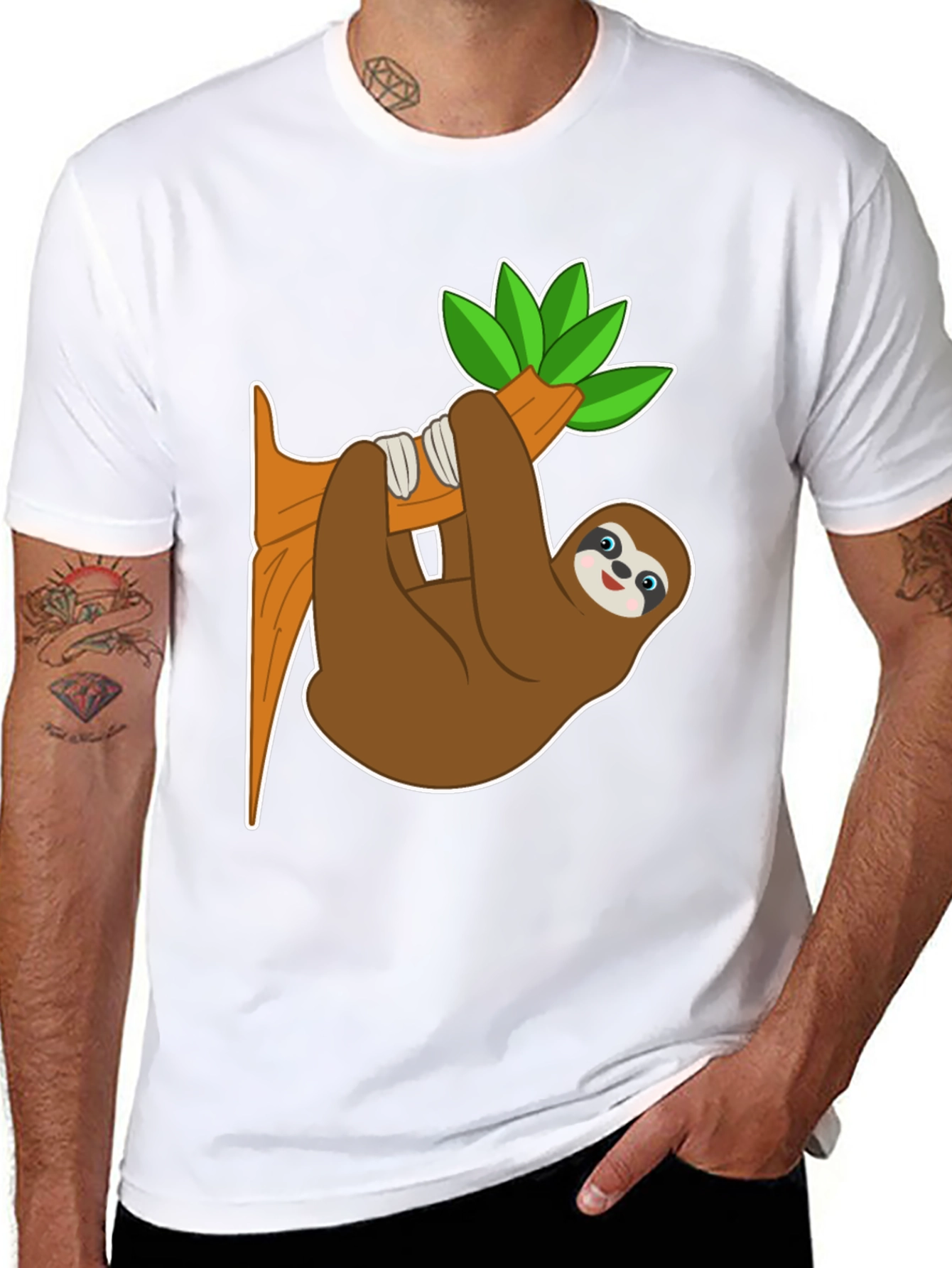 Cute Sloth on Branch Graphic Tee