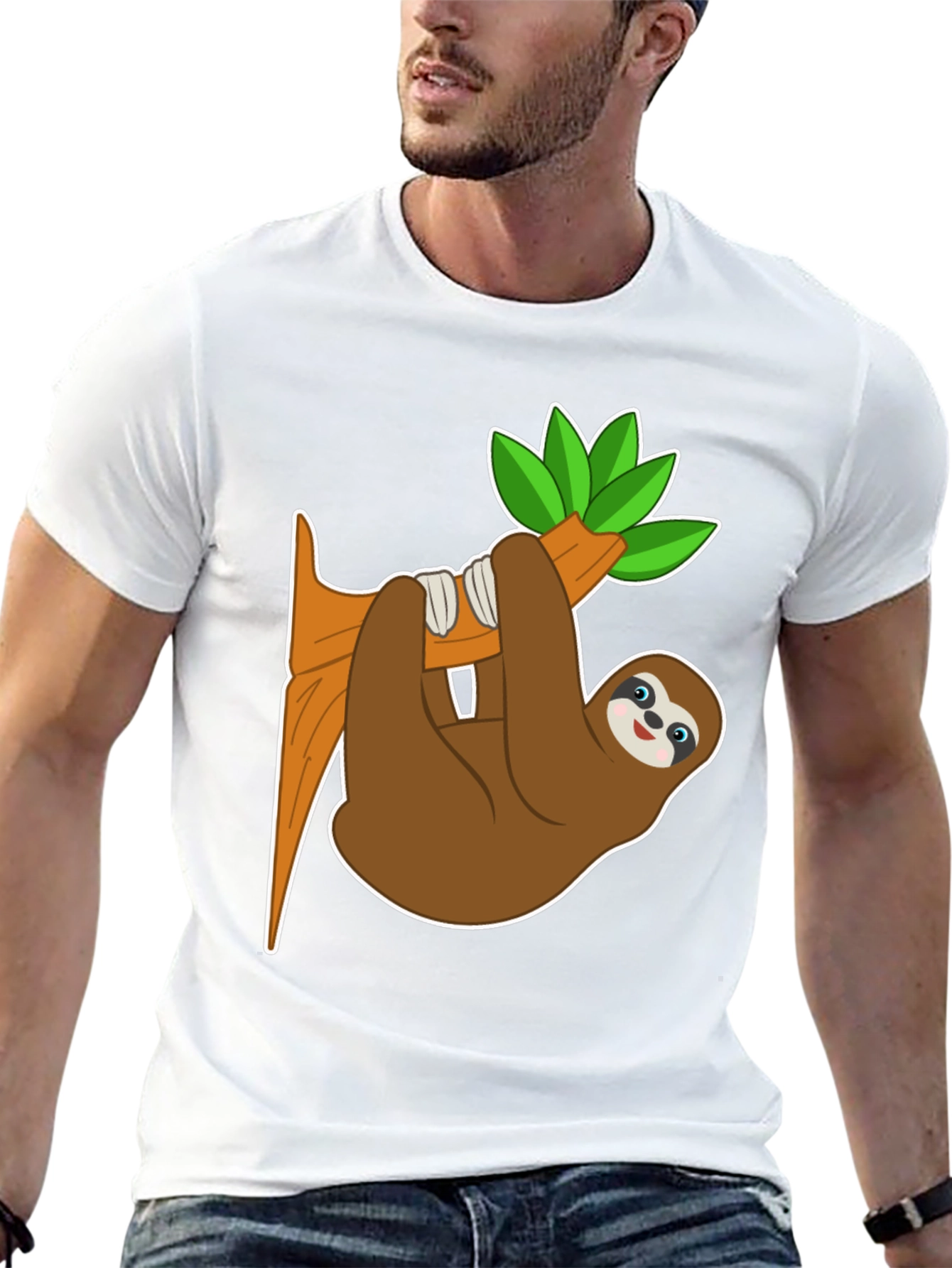 Cute Sloth on Branch Graphic Tee