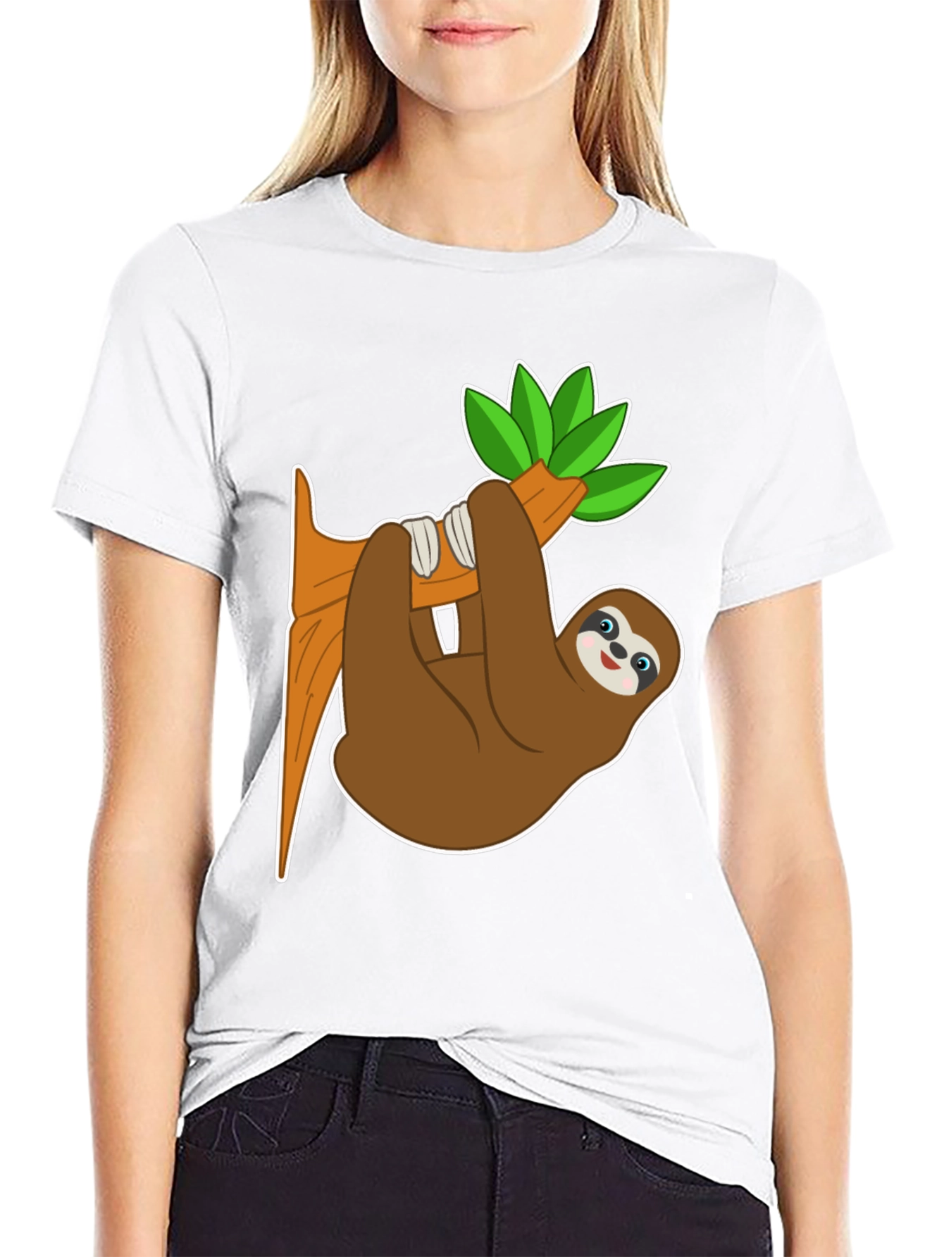 Cute Sloth on Branch Graphic Tee