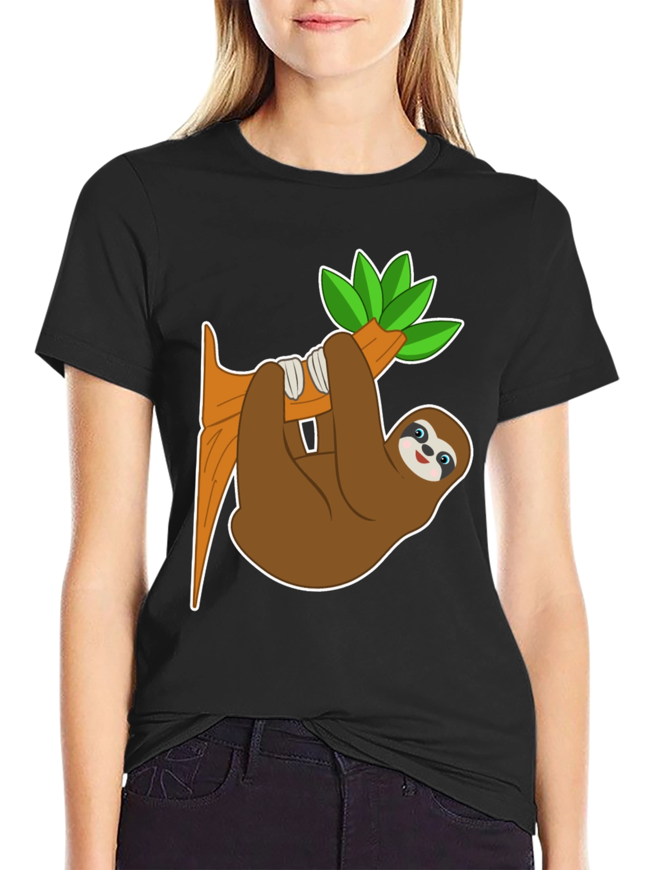 Cute Sloth on Branch Graphic Tee