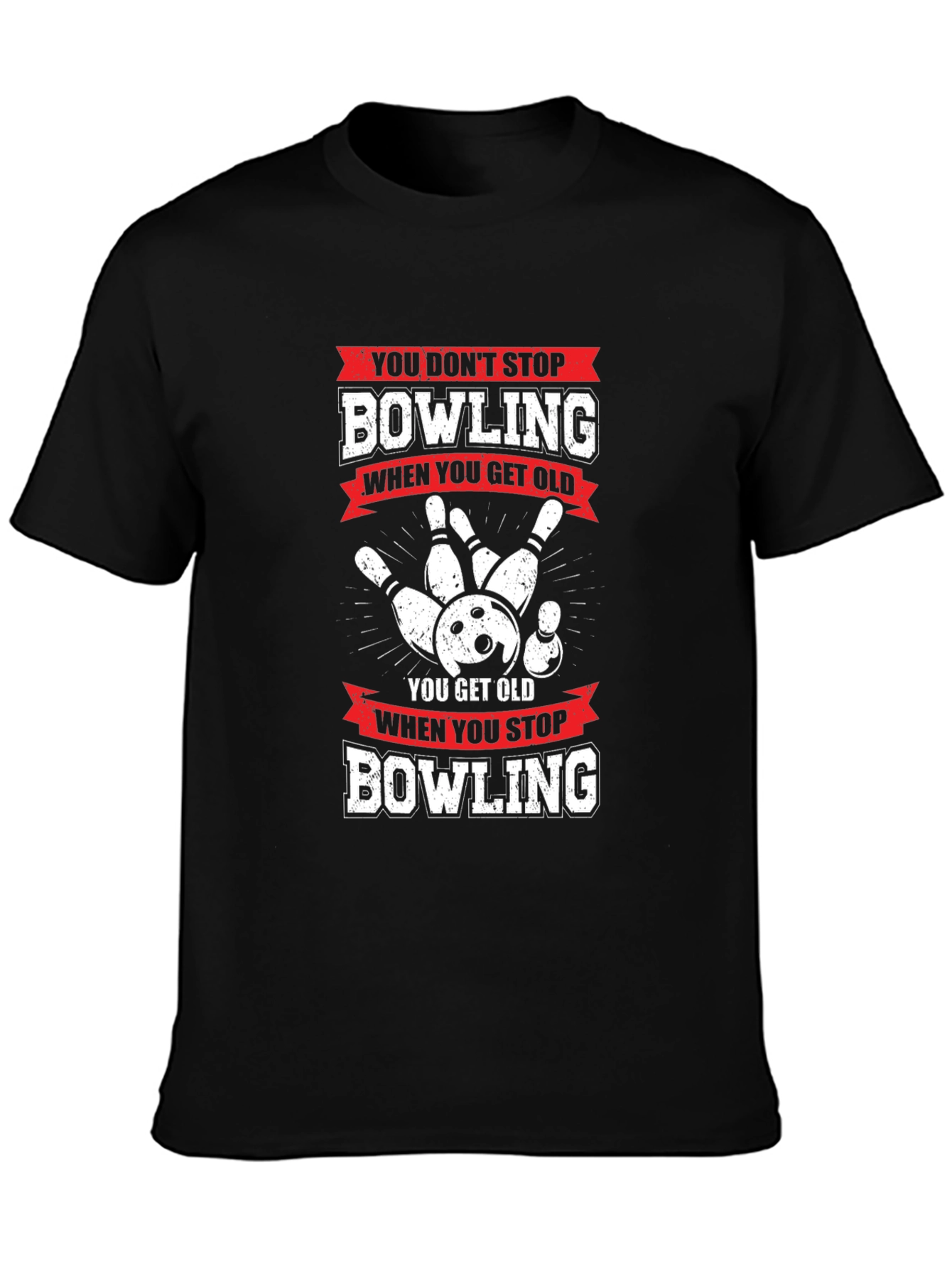 Bowling Never Stops Mens Graphic Tee