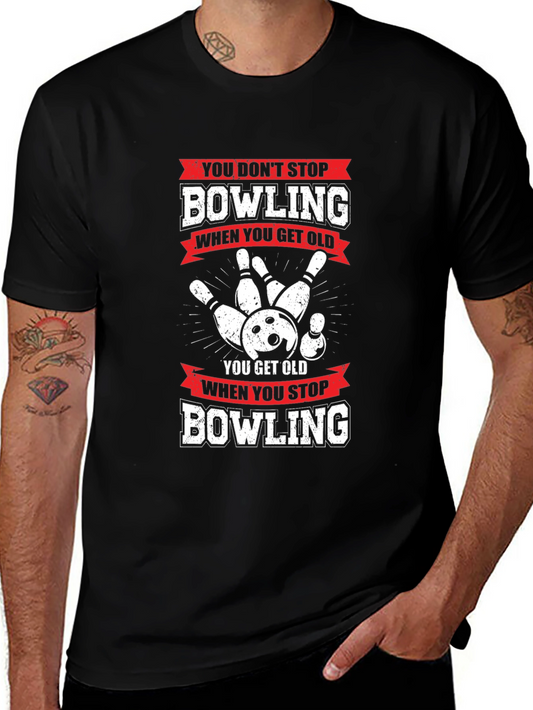 Bowling Never Stops Mens Graphic Tee