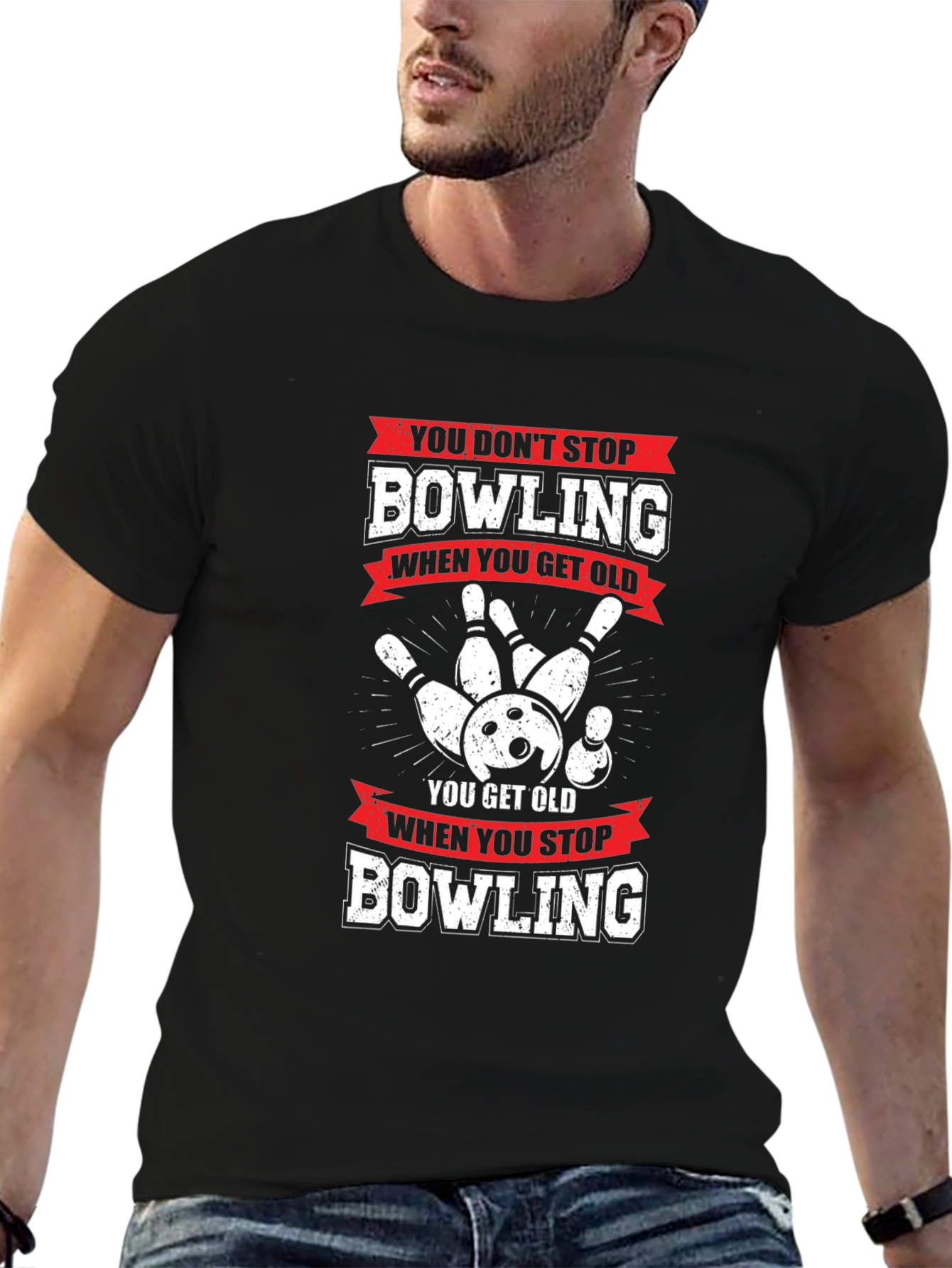 Bowling Never Stops Mens Graphic Tee