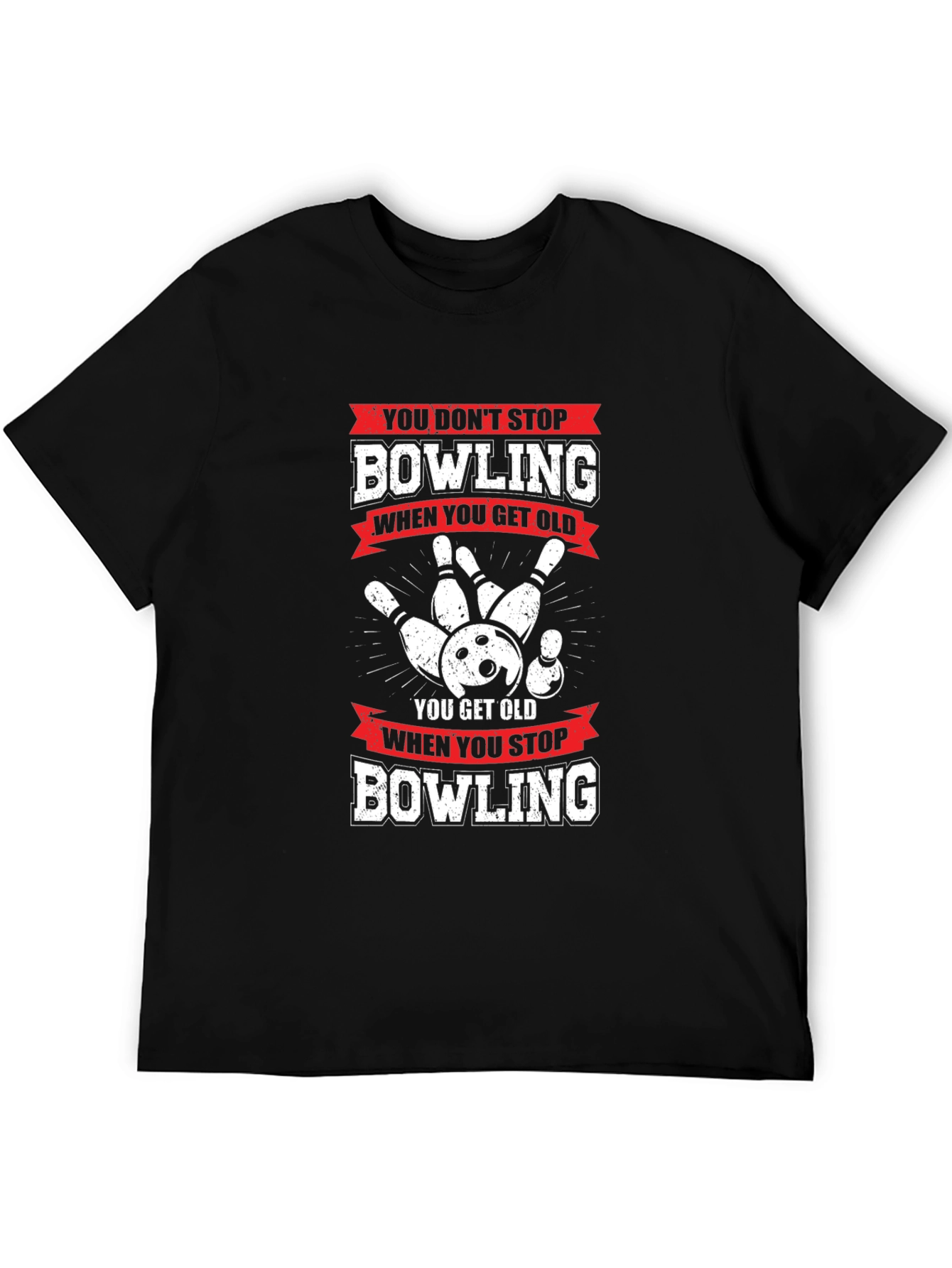 Bowling Never Stops Mens Graphic Tee